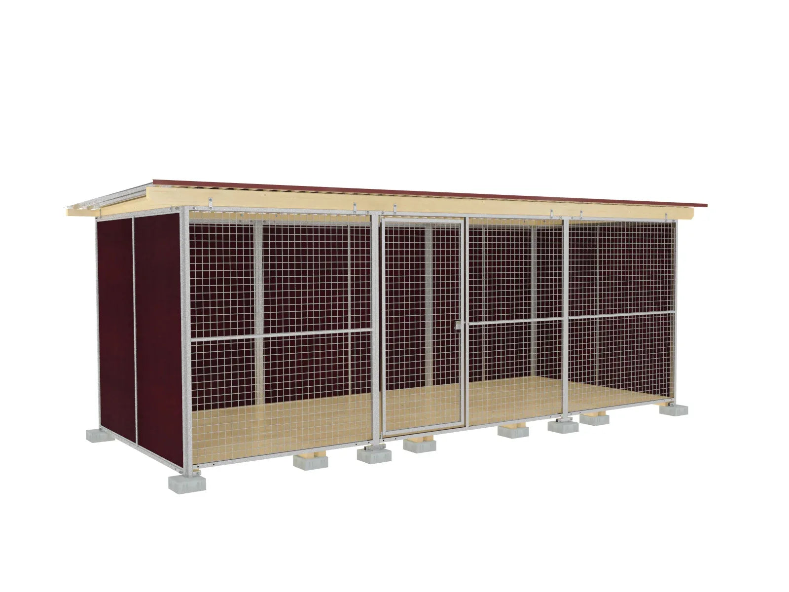 Nato-Hundezwinger 2 x 5 m mit Gitterfront, Dach und Holzboden