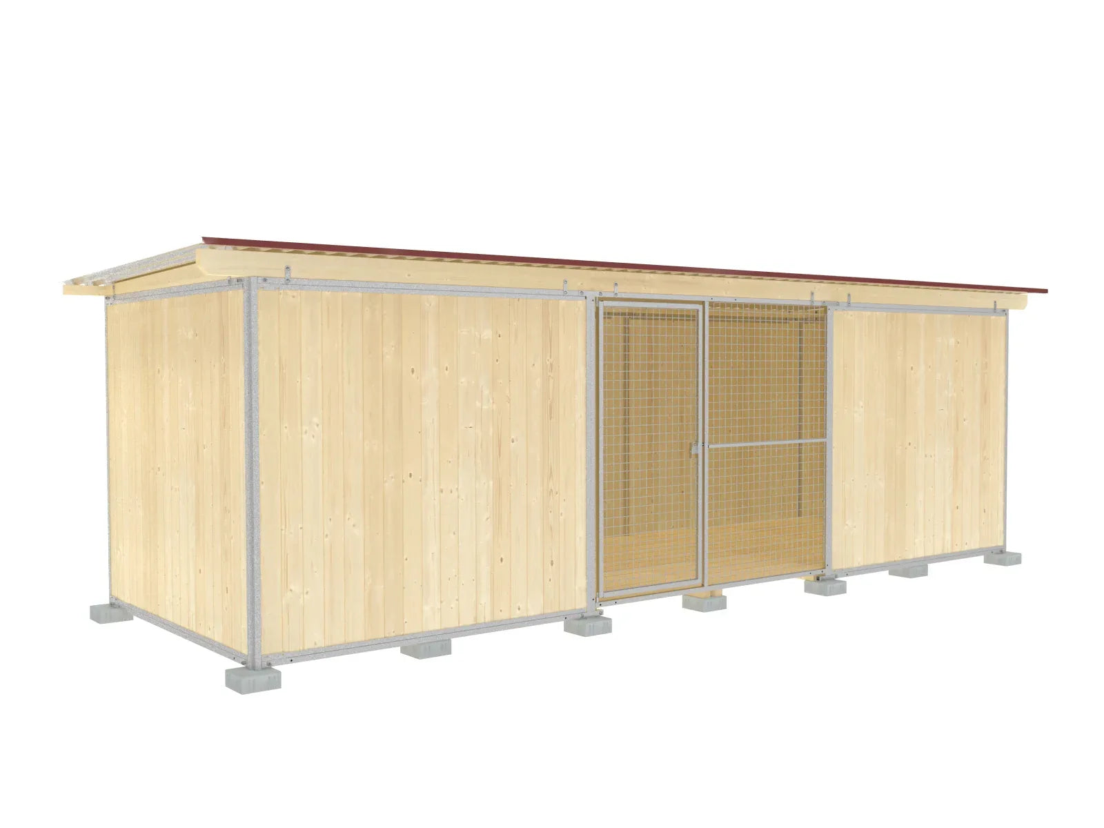 Vollschutz-Zwinger Classic 2 x 5 m mit Dach und Holzboden