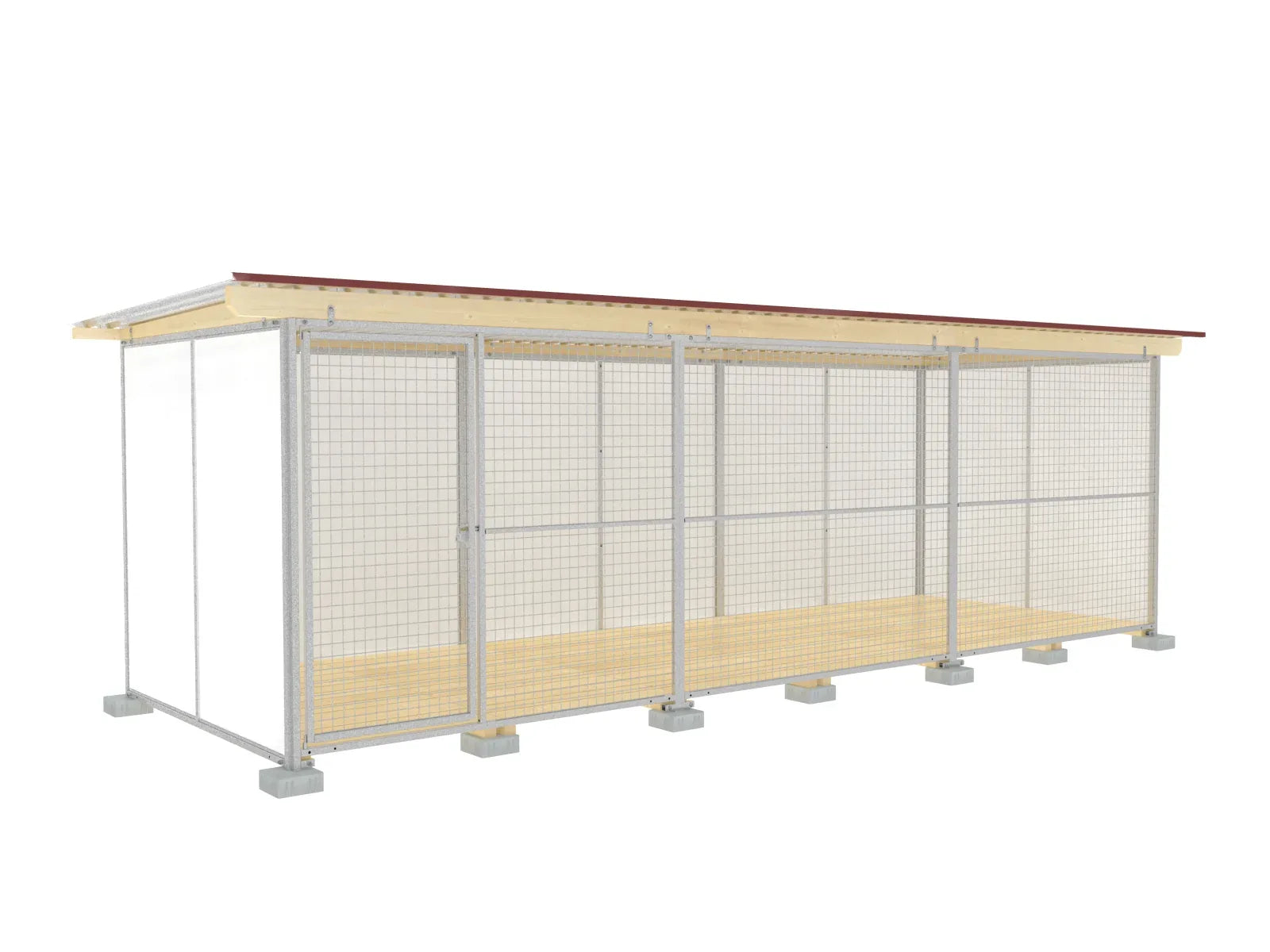 Europa-Zwinger 2 x 6 m mit Gitterfront, Dach und Holzboden