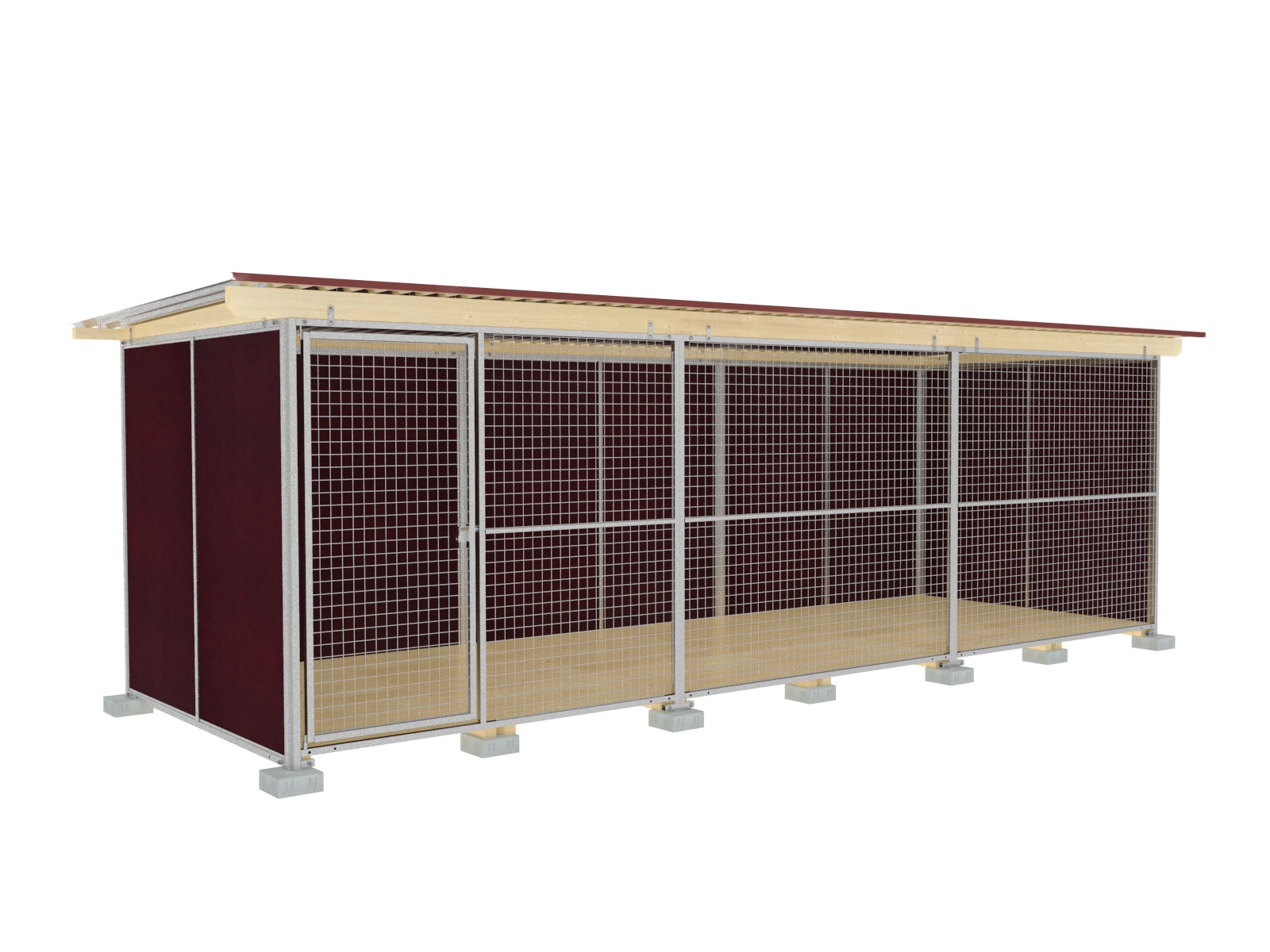 Nato-Hundezwinger 2 x 6 m mit Gitterfront, Dach und Holzboden