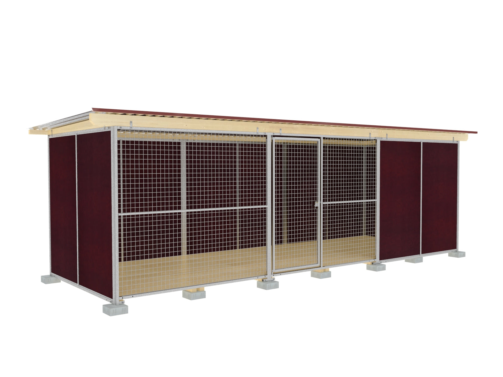 Nato-Hundezwinger 2 x 6 m Schutzecke Gitterfront, Dach und Holzboden