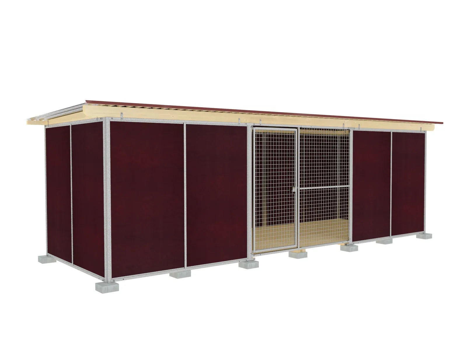 Nato-Hundezwinger 2 x 6 Vollschutz mit Gitterfront, Dach und Holzboden