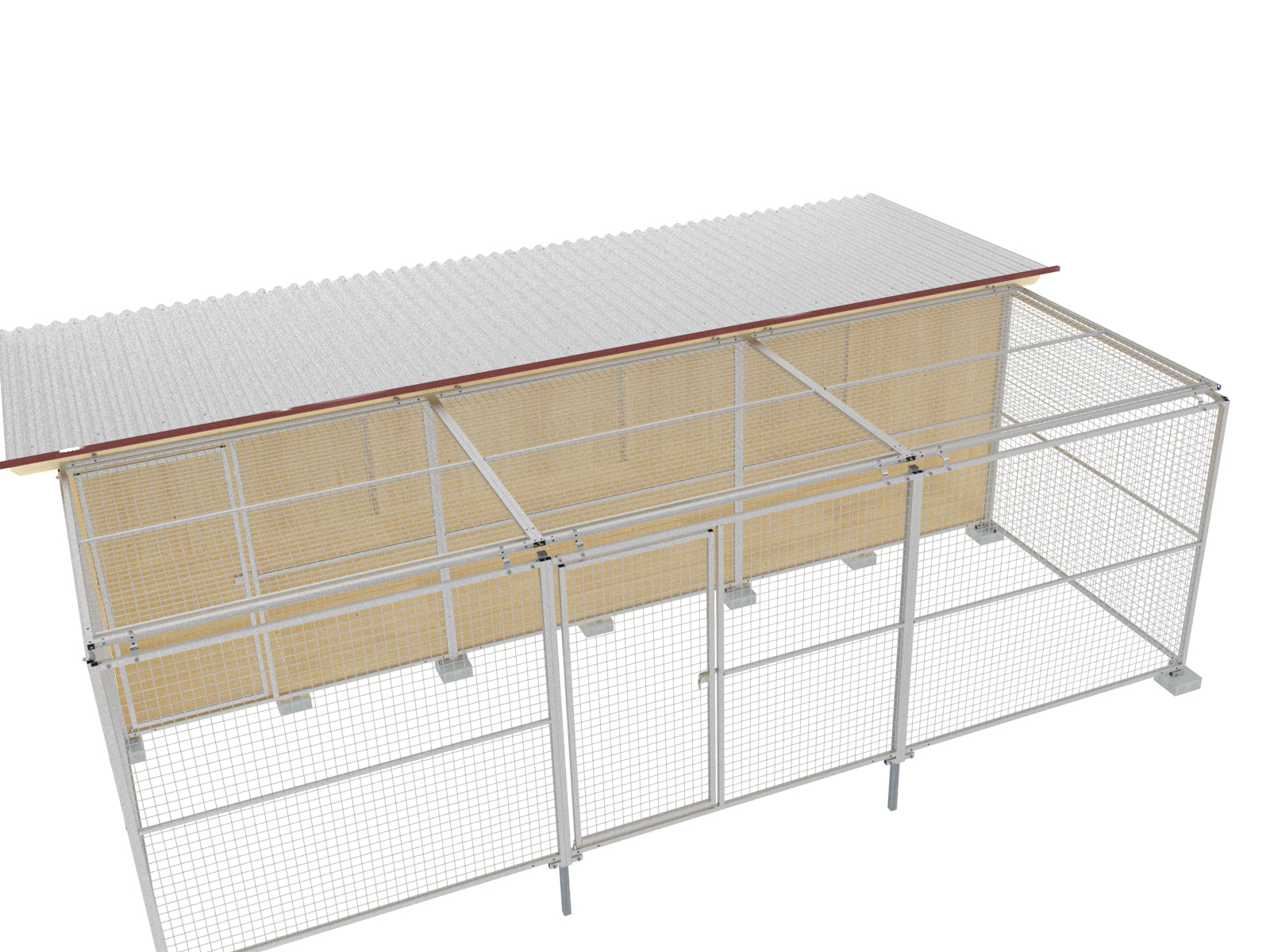 Hundeauslaufelemente mit Zaunpfosten und Abdeckgitter