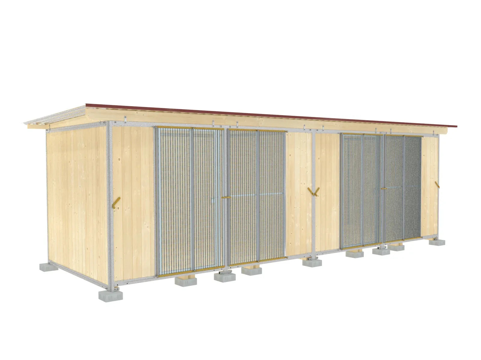 Hundezwinger 6 m breit einmal unterteilt mit Lichtdurchlässigen Faltfenster