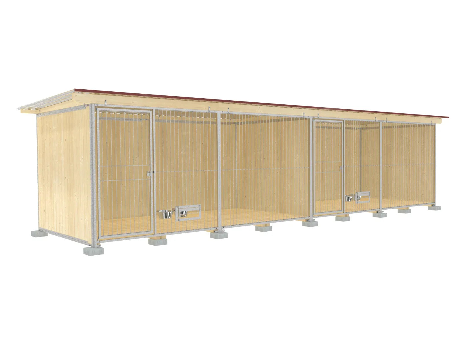 Zwingeranlage mit zwei Abteile mit Futterset für Hunde Zwingerfront aus Stabelementen