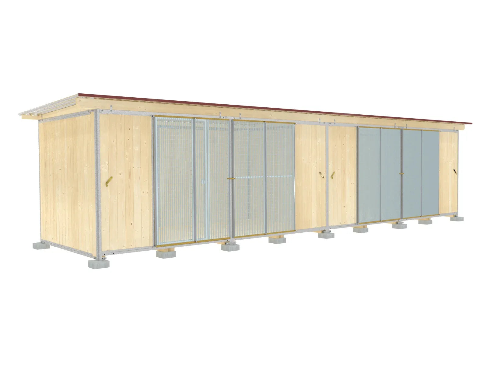 Hundezwinger 3,5 seitig geschlossen mit Dach und verschließbaren Faltfenstern gegen starken Wind