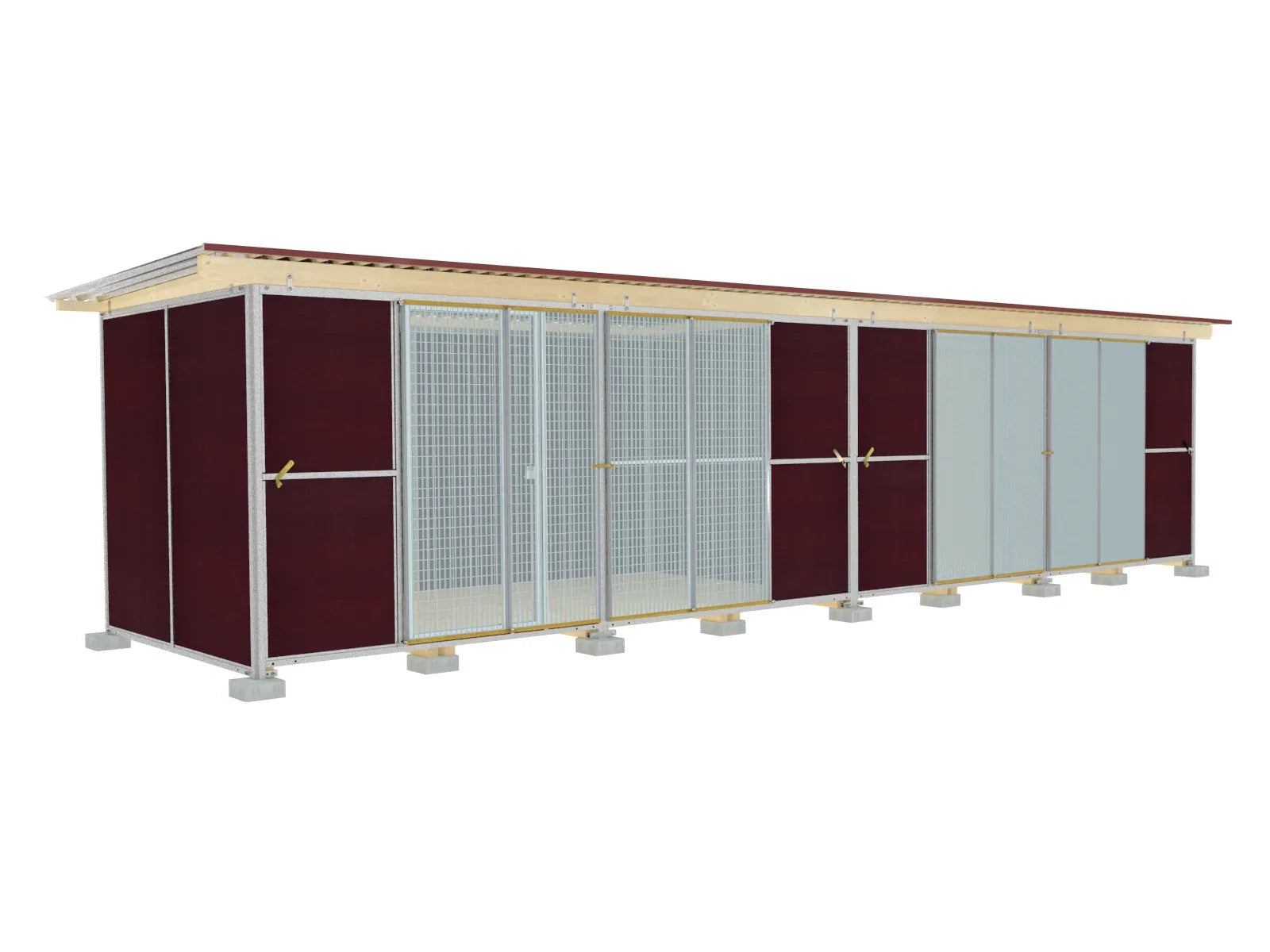 Zwingeranlage für Hunde mit abwaschbaren Wänden und Faltfenster zum verschließen der Zwingerfront