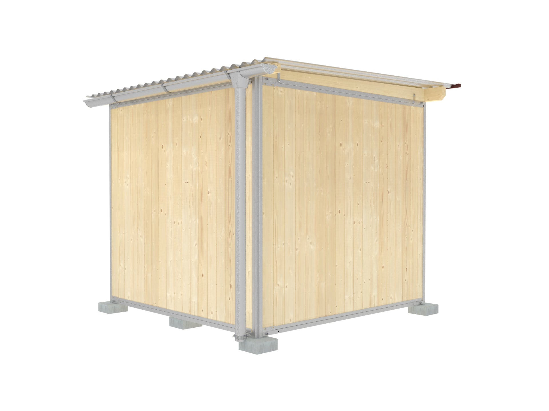 Hundezwinger mit Dachrinne und Fallrohr aus Titanzink