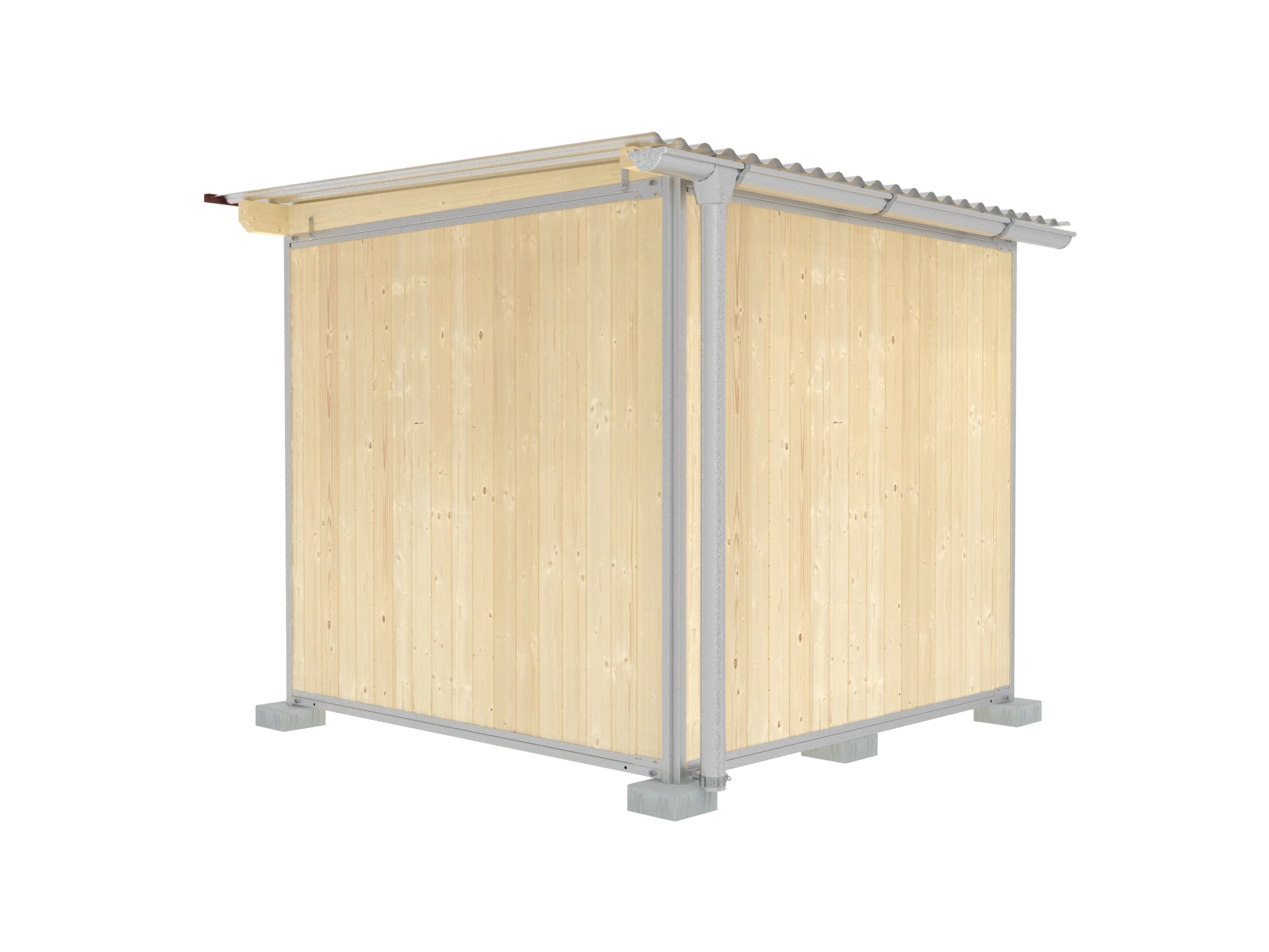 Hundezwinger mit Dachrinne und Wänden aus nordischen Nut- und Federbretter