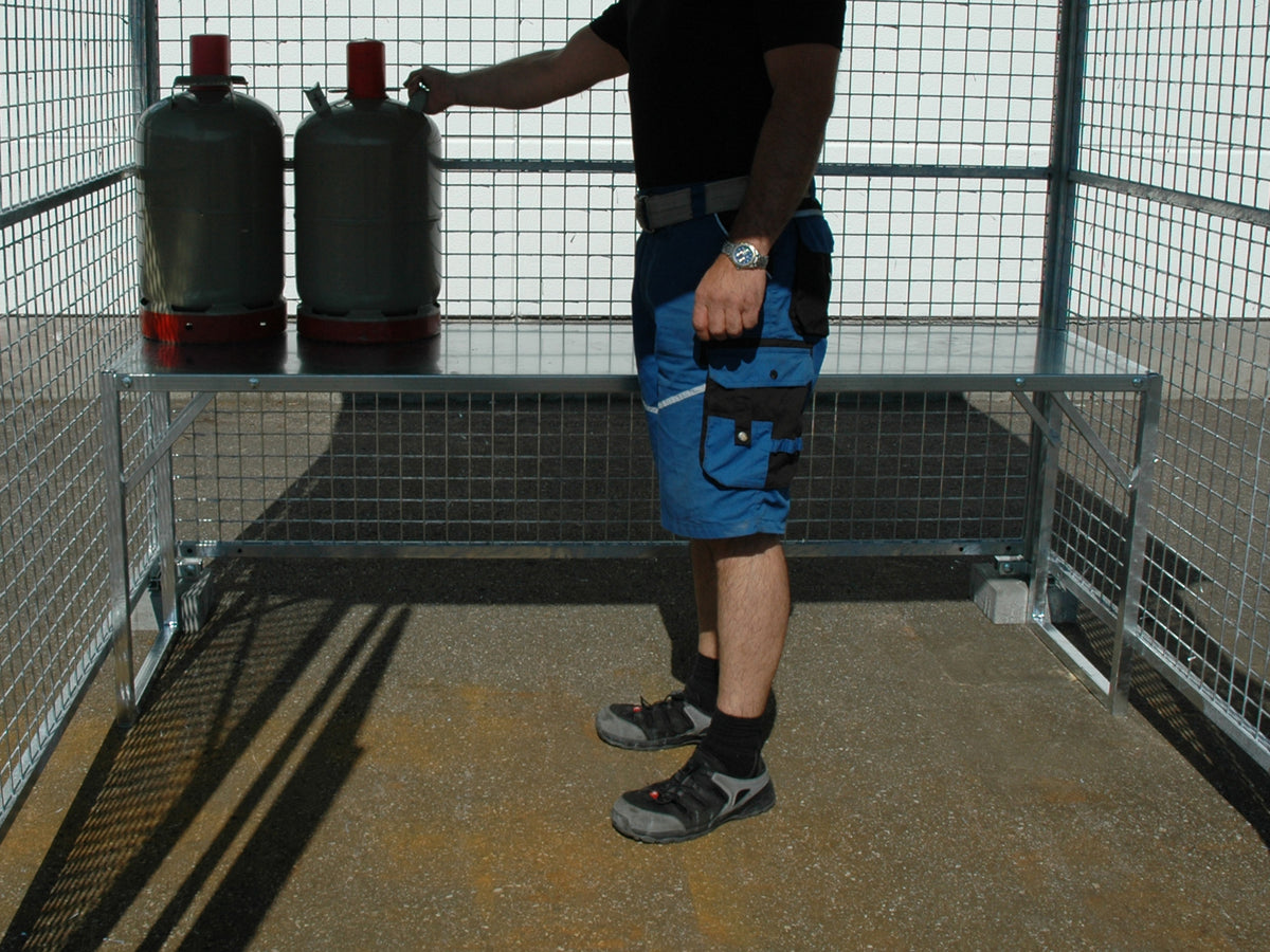 Gasflaschentisch für Gasflaschenlager für den Außen- und Innenbereich