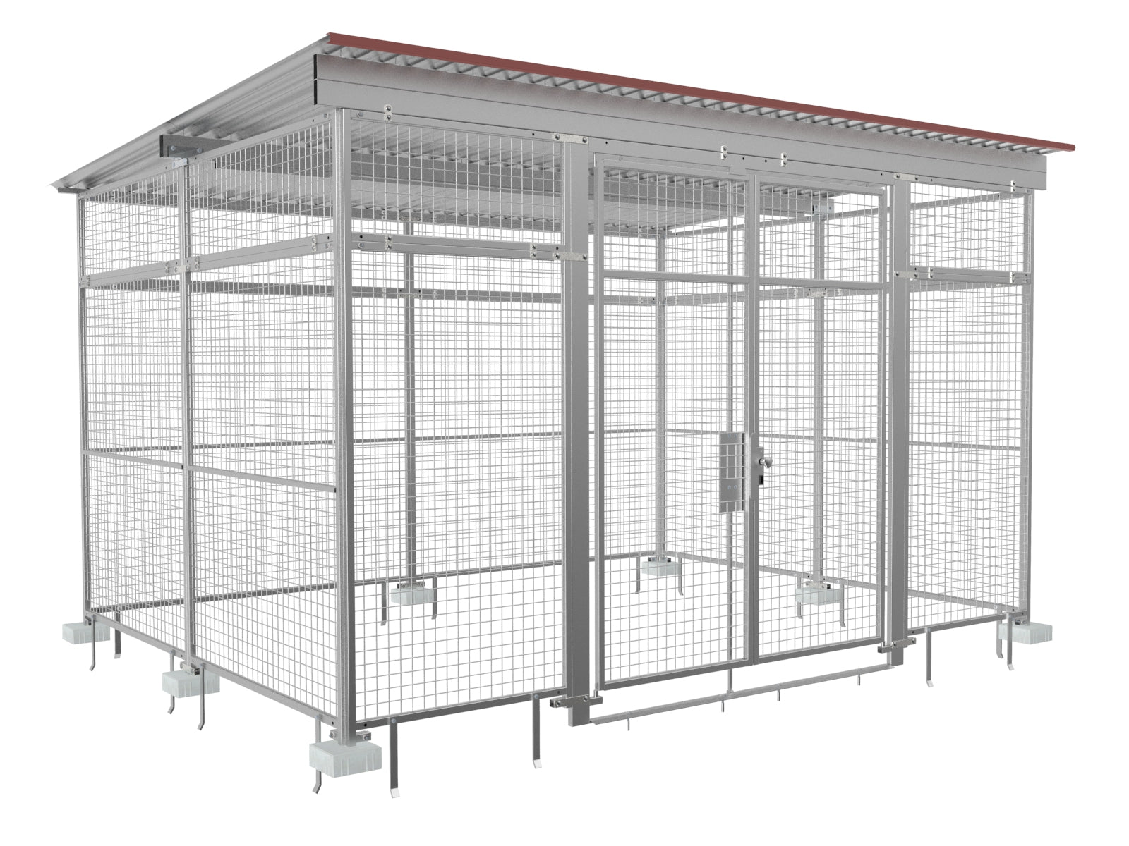 Gasflaschenlager aus Gitterelementen mit robusten Stahlrohrrahmen und eingeschweißter Gittermatte