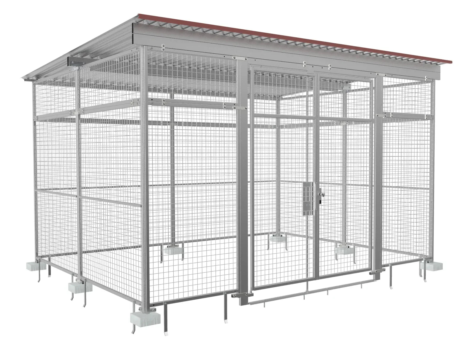 Gasflaschenlager aus Gitterelementen mit robusten Stahlrohrrahmen und eingeschweißter Gittermatte