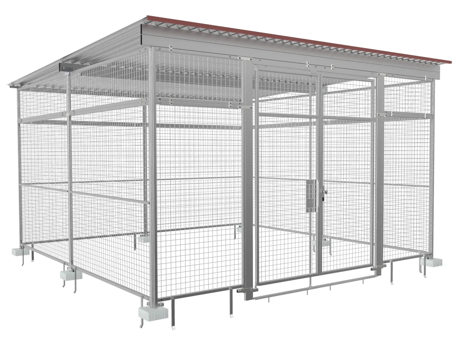 Gaslager aus Gitterelementen mit robusten Stahlrohrrahmen und eingeschweißter Gittermatte