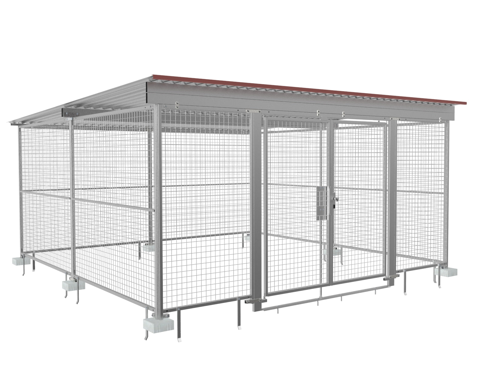 Gasflaschenlager 4 x 4 m aus Gitterelementen mit Bodenverankerungen