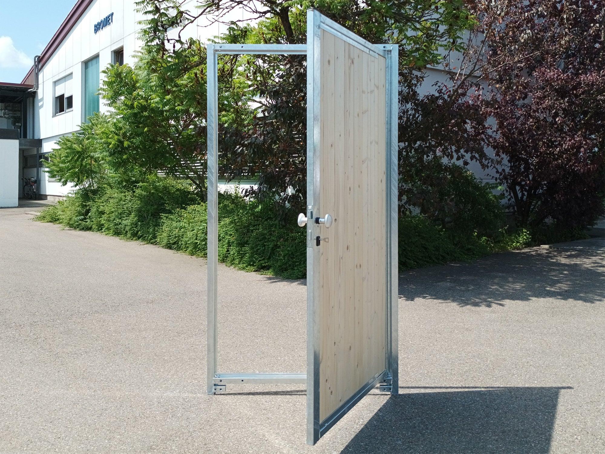 Holztüre mit Stahlrahmen für den Außenbereich 1 m breit und 1,82 m hoch