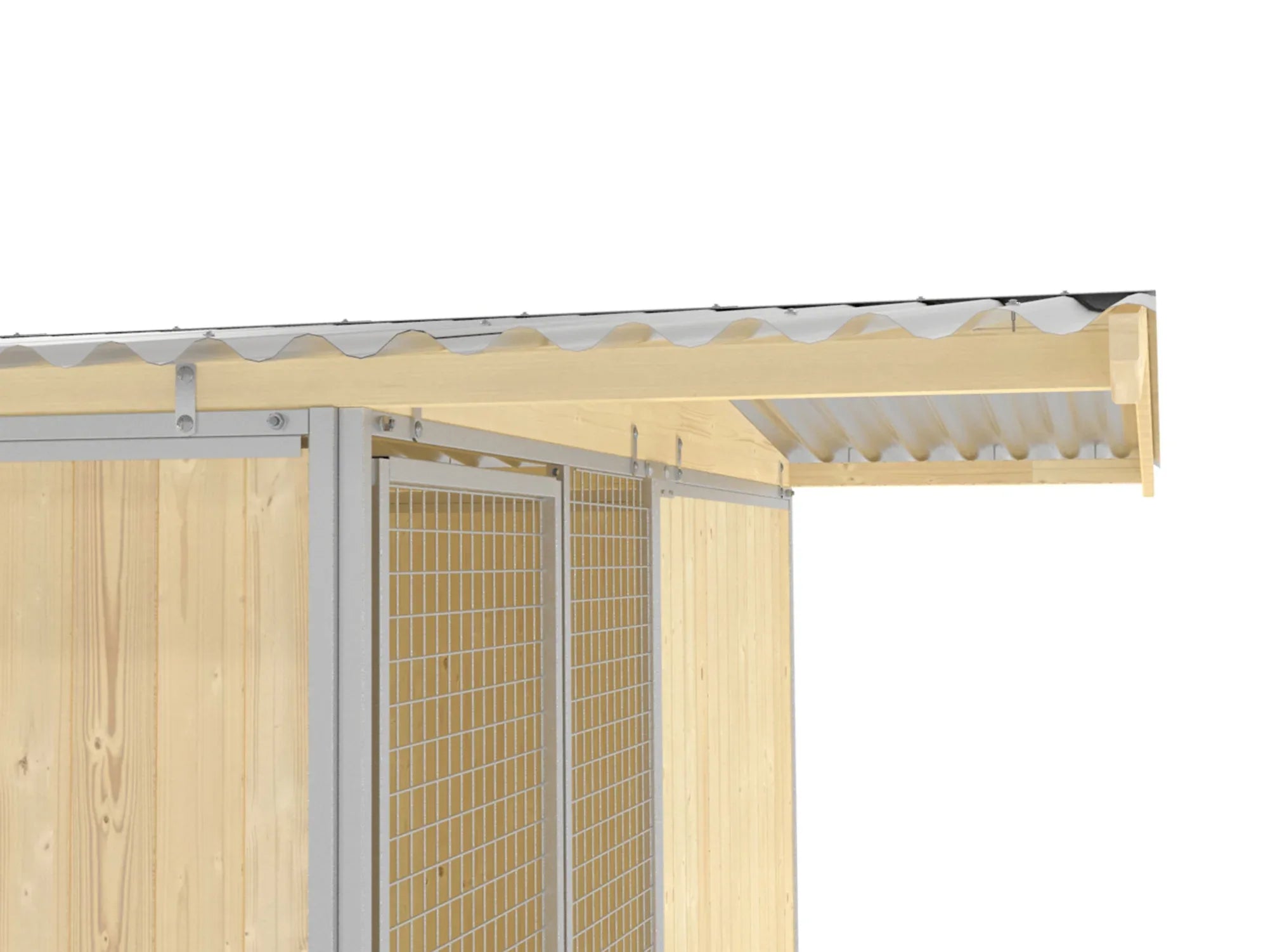 Hundezwinger mit Dachvorsprung von 80 cm mit Wellblechdach