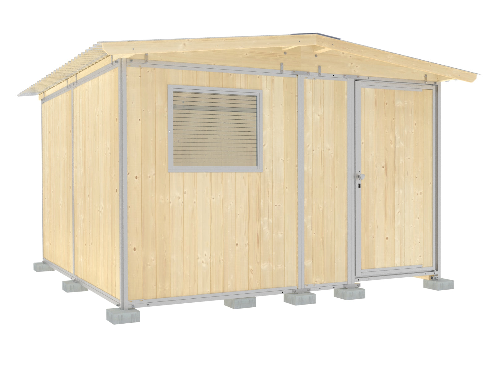 Gerätehaus für den Garten mit Giebeldach, Fenster und Holzboden