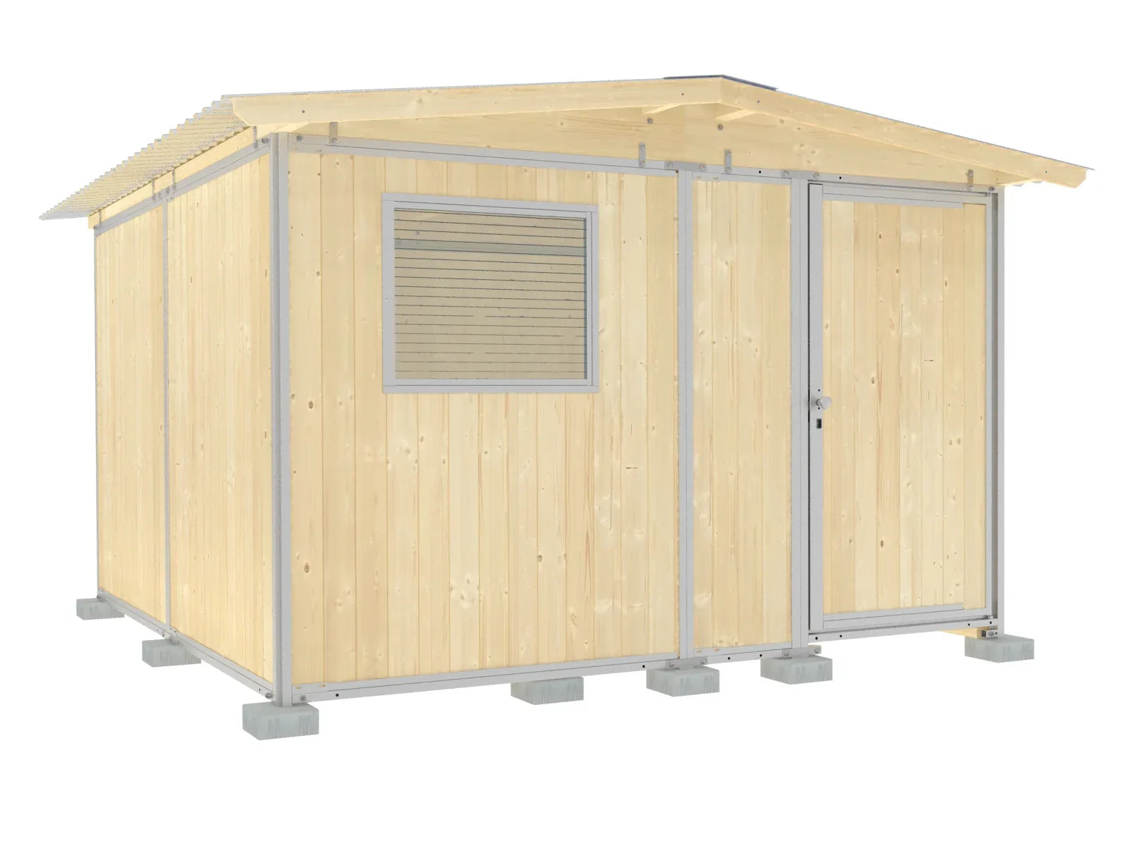 Gerätehaus für den Garten mit Giebeldach, Fenster und Holzboden