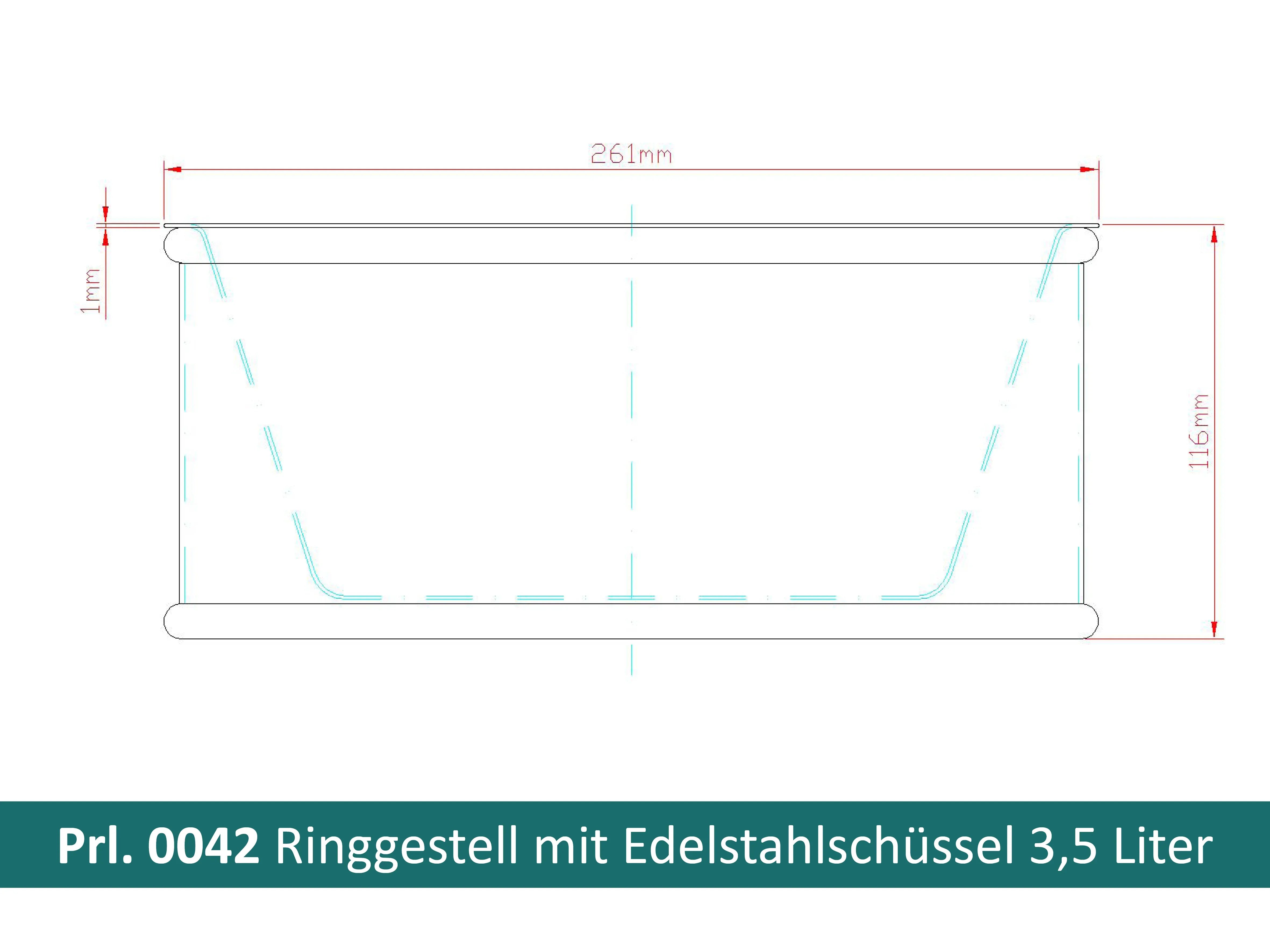 Technische Zeichnung Futternapf eingesetzt in Ringgestell