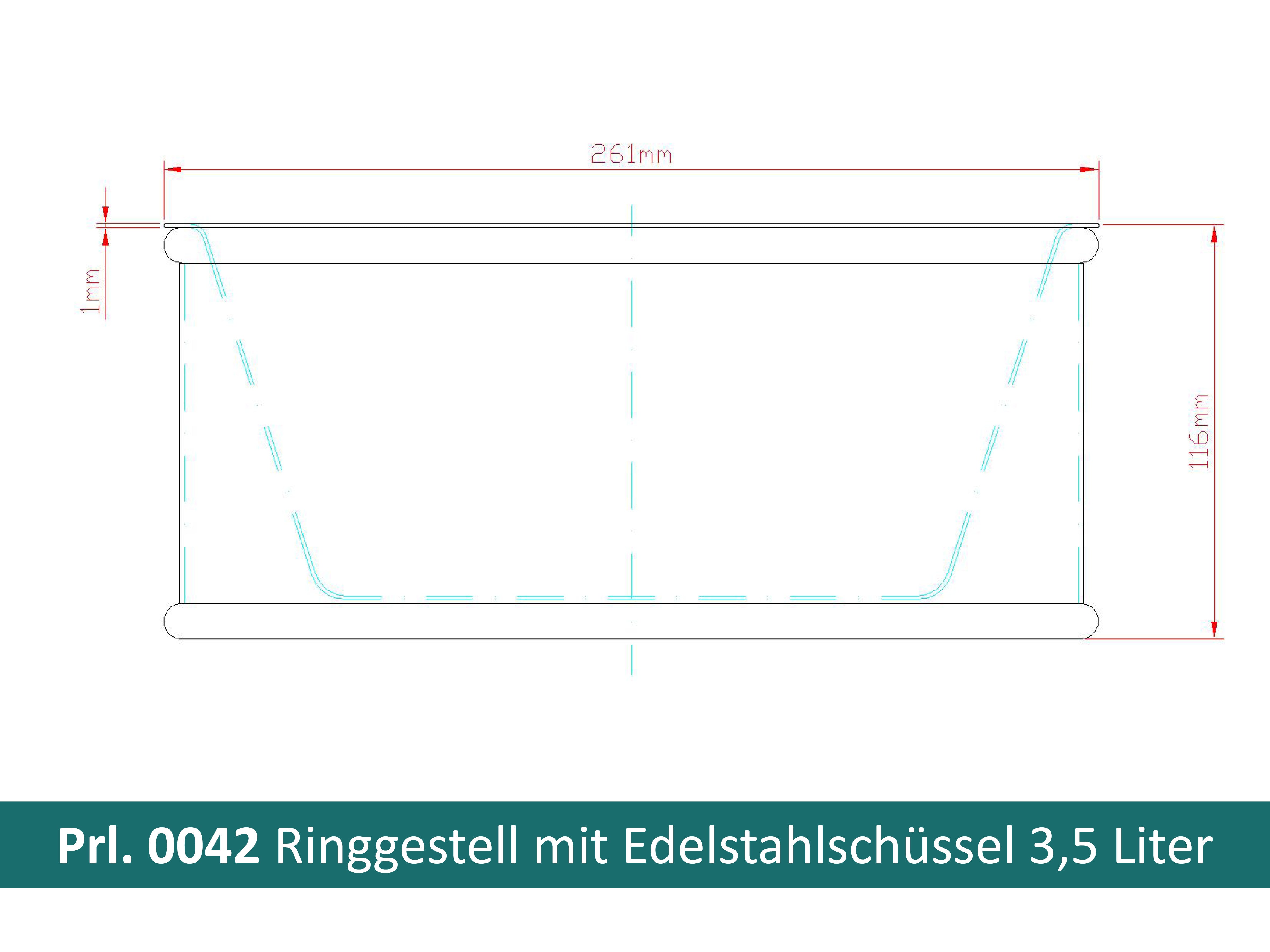 Technische Zeichnung Futternapf eingesetzt in Ringgestell