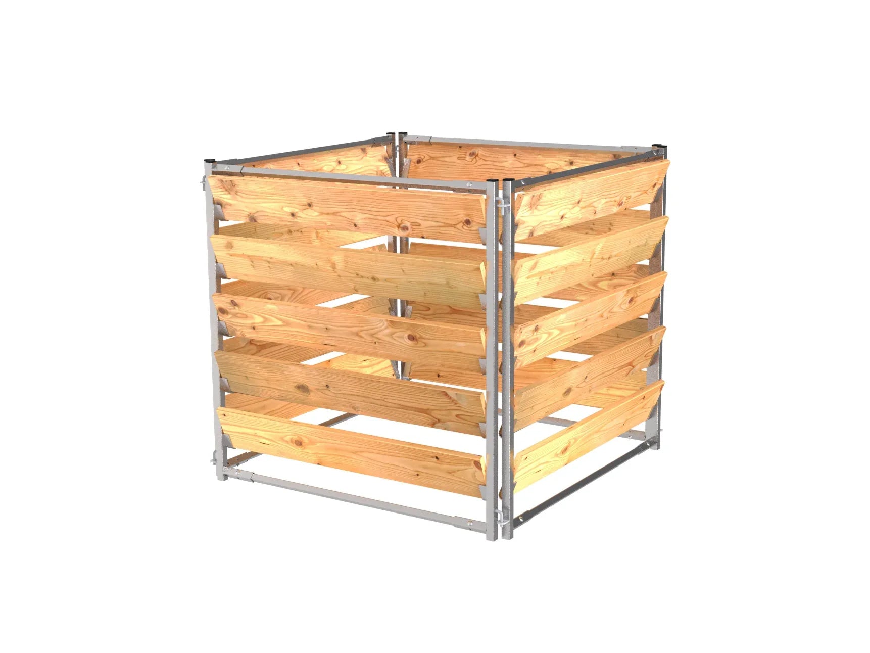 Komposter 100 x 100 cm mit verzinkten Stahlrahmen und eingestecktem Holzbretter