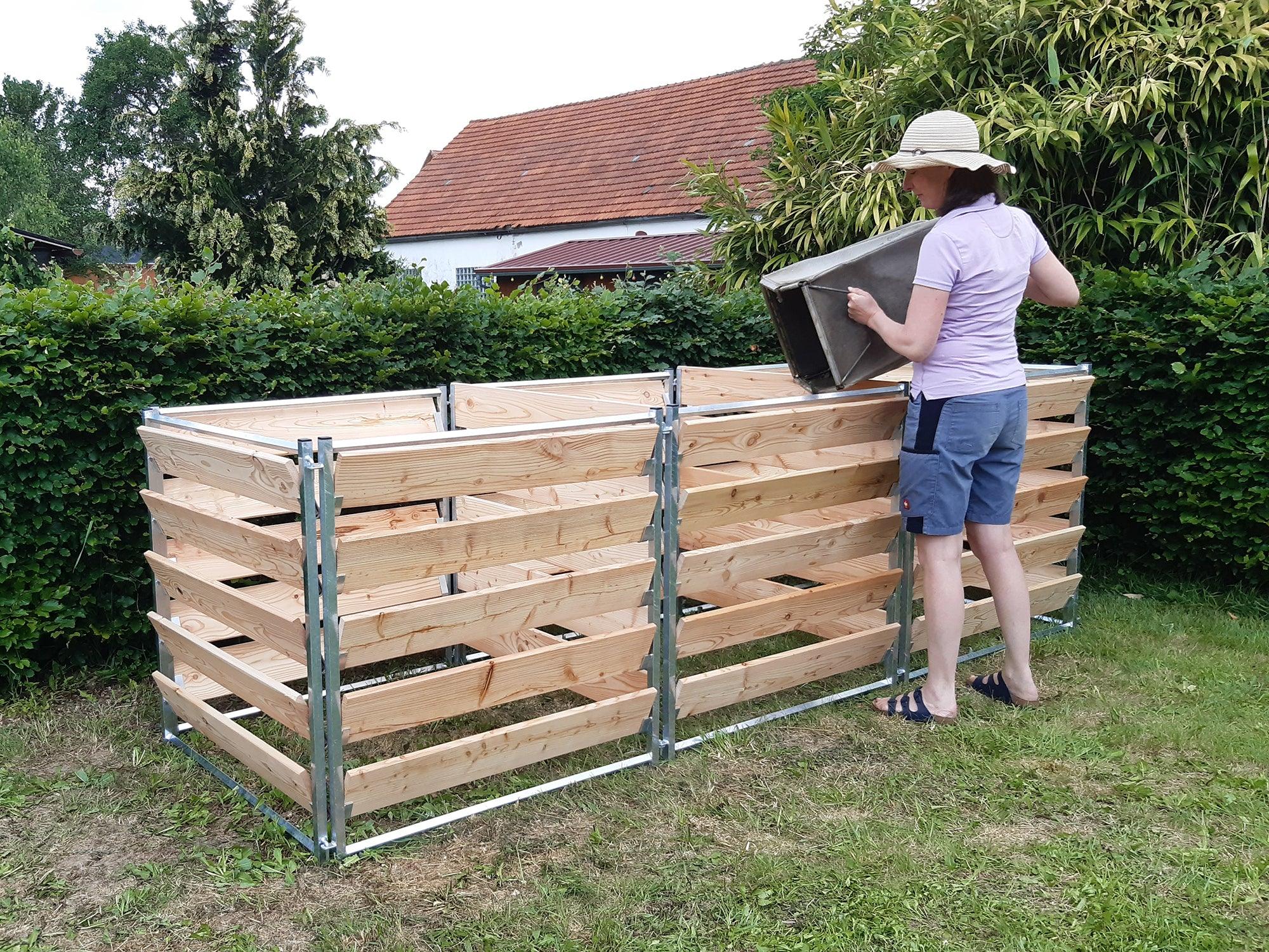 Komposter mit 3 Kammern für ideale Kompostierung höhe 1 m