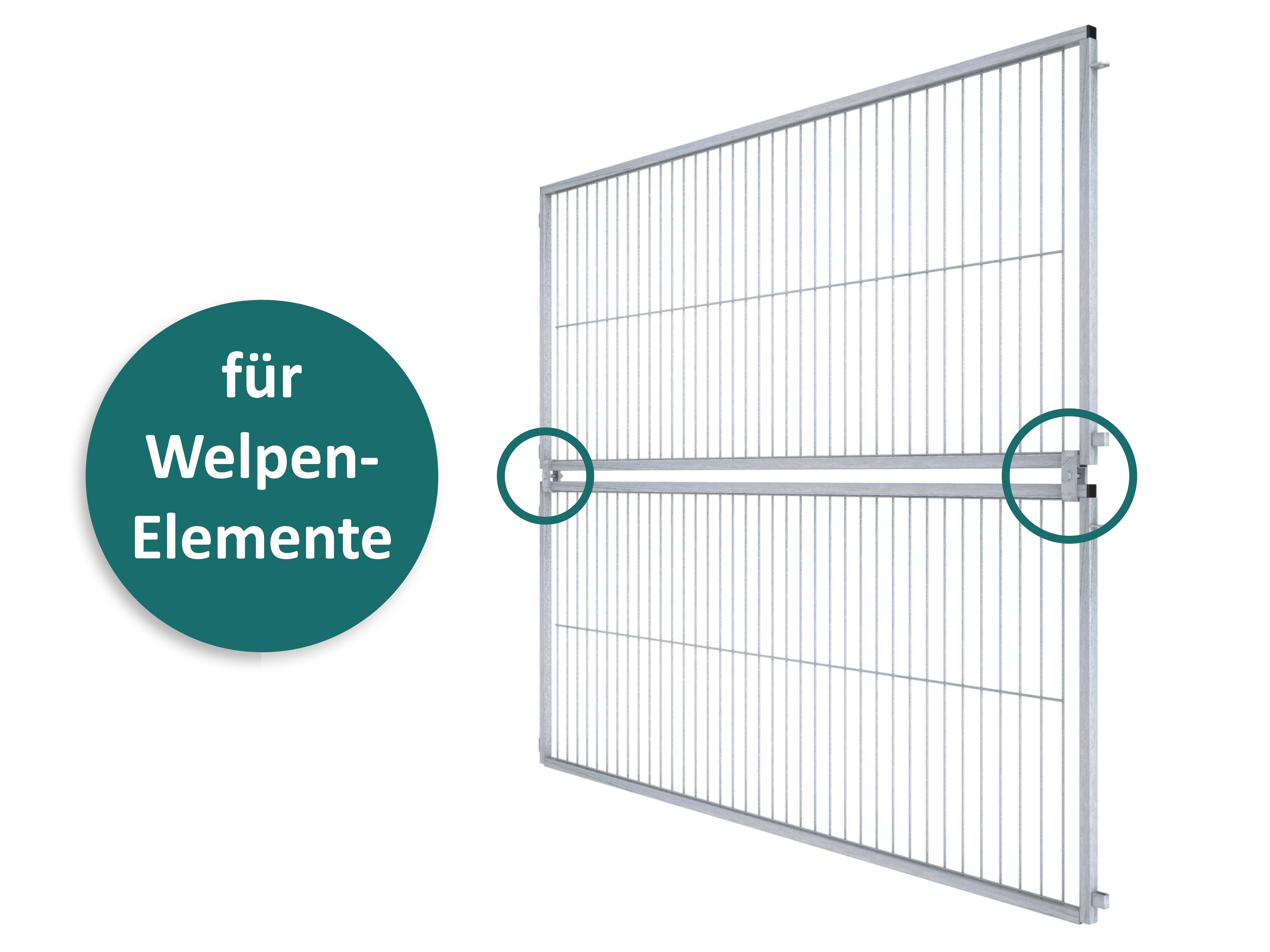 Welpenelemente aufeinander gestellt und mit Verbringungsklammer fixiert