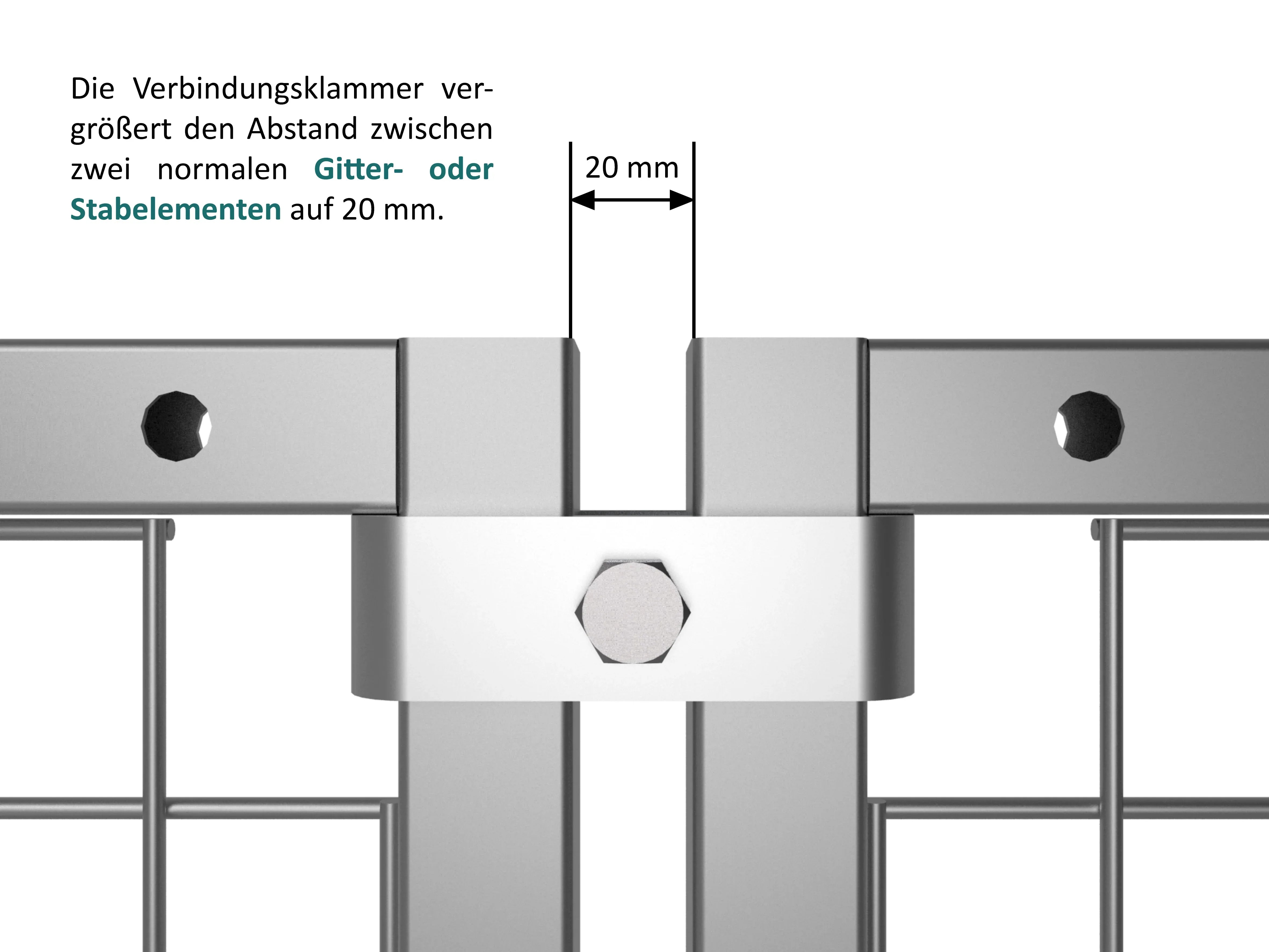 Verbindung von Gitterelementen mit Verbindungsklammer im Detail