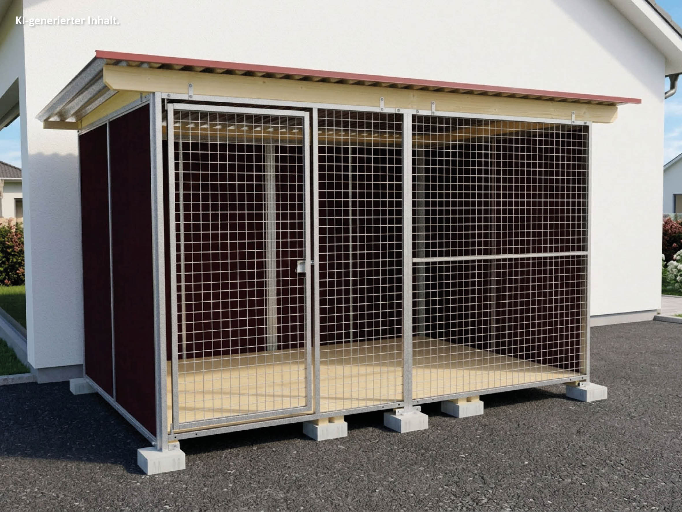 Nato-Hundezwinger 2 x 3 m mit Gitterfront, Dach und Holzboden