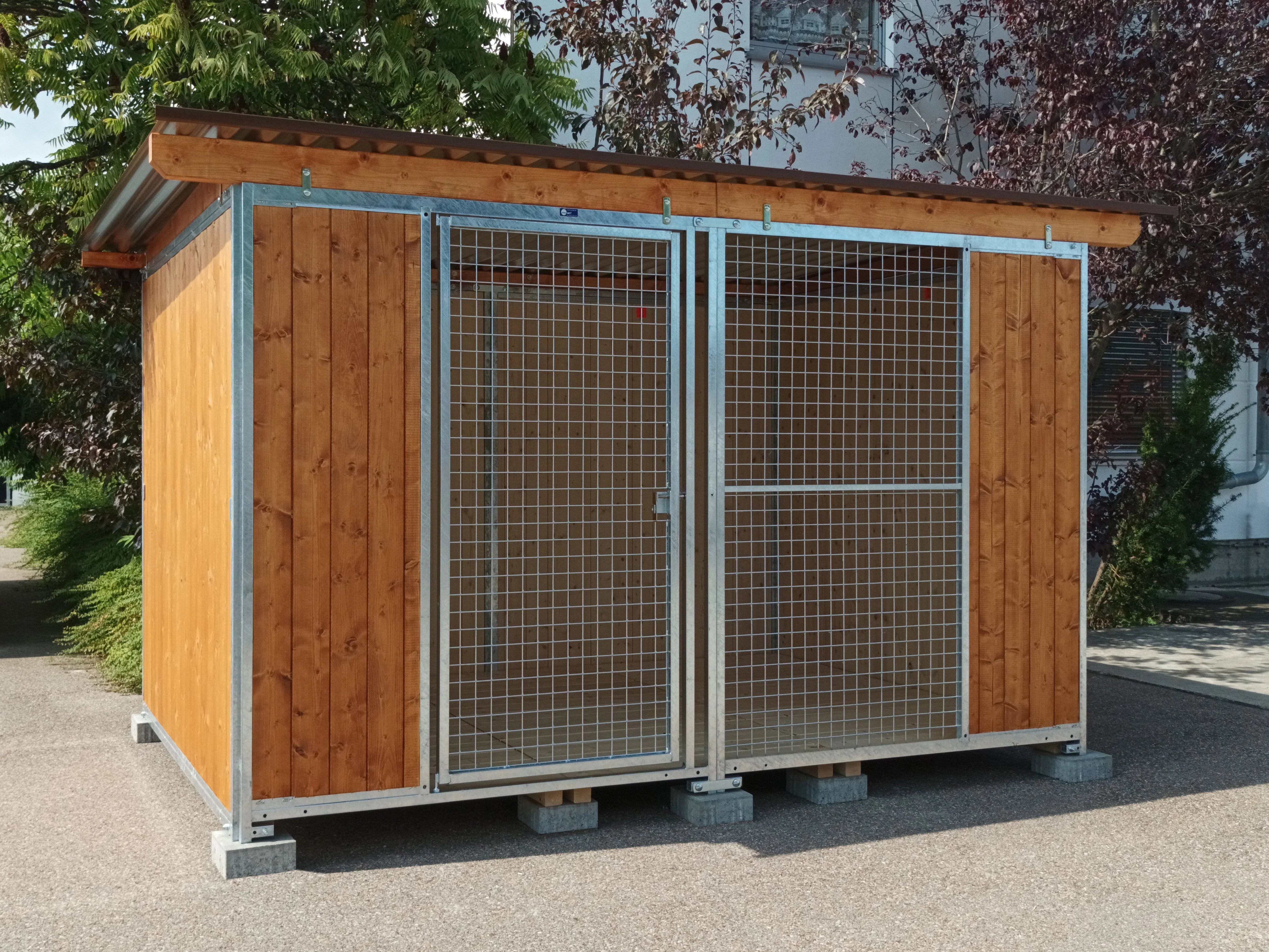 Vollschutz-Zwinger mit Dach und Boden 2x 3 m
