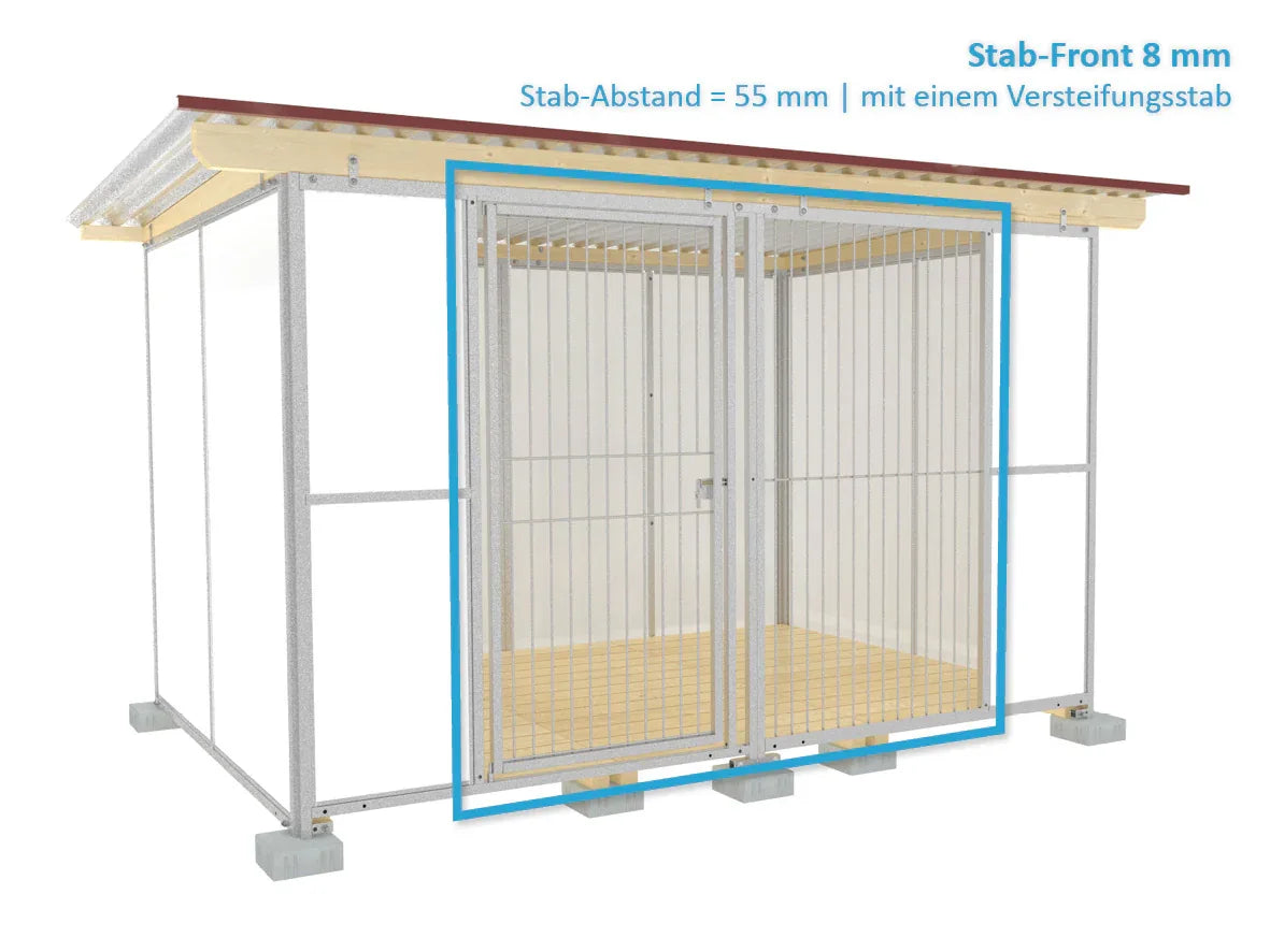 Hundezwinger mit Stabelementen 3,5 seitig geschlossen