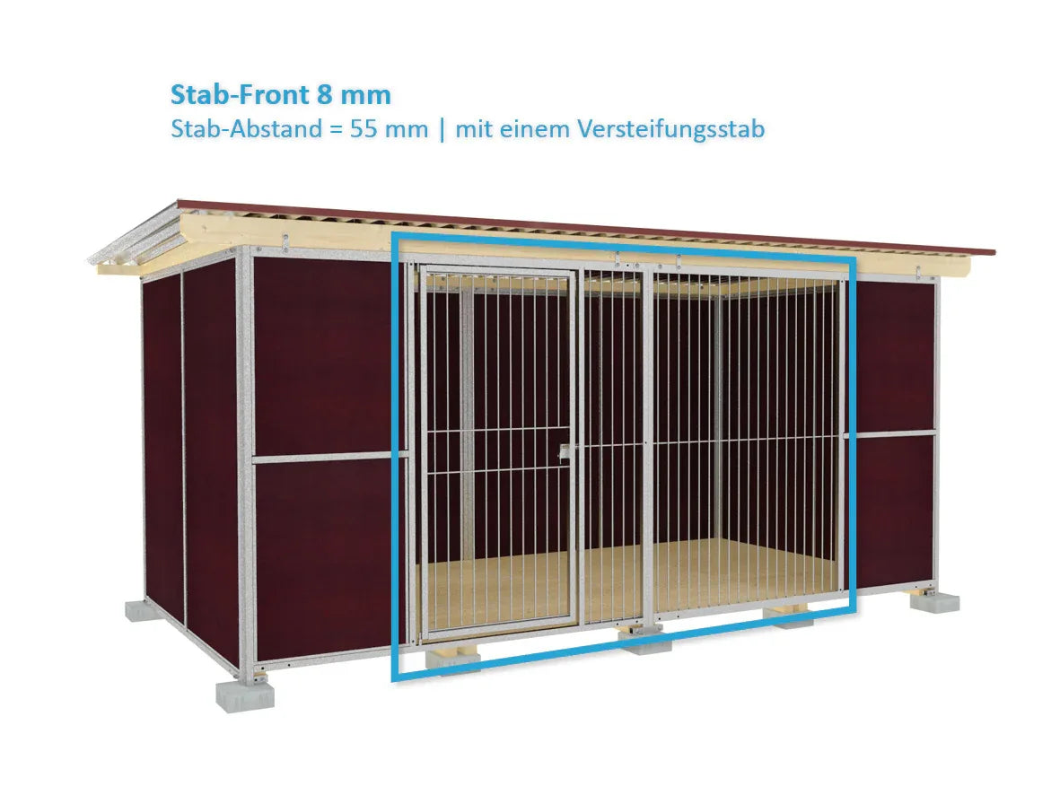 Hundehaus mit Rohrstabelementen 3,5-seitig geschlossen