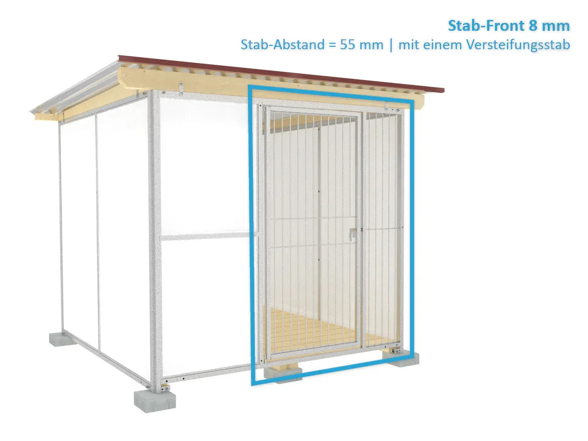 Hundezwinger mit Pultdach und belüfteten Boden aus Fichtenholz