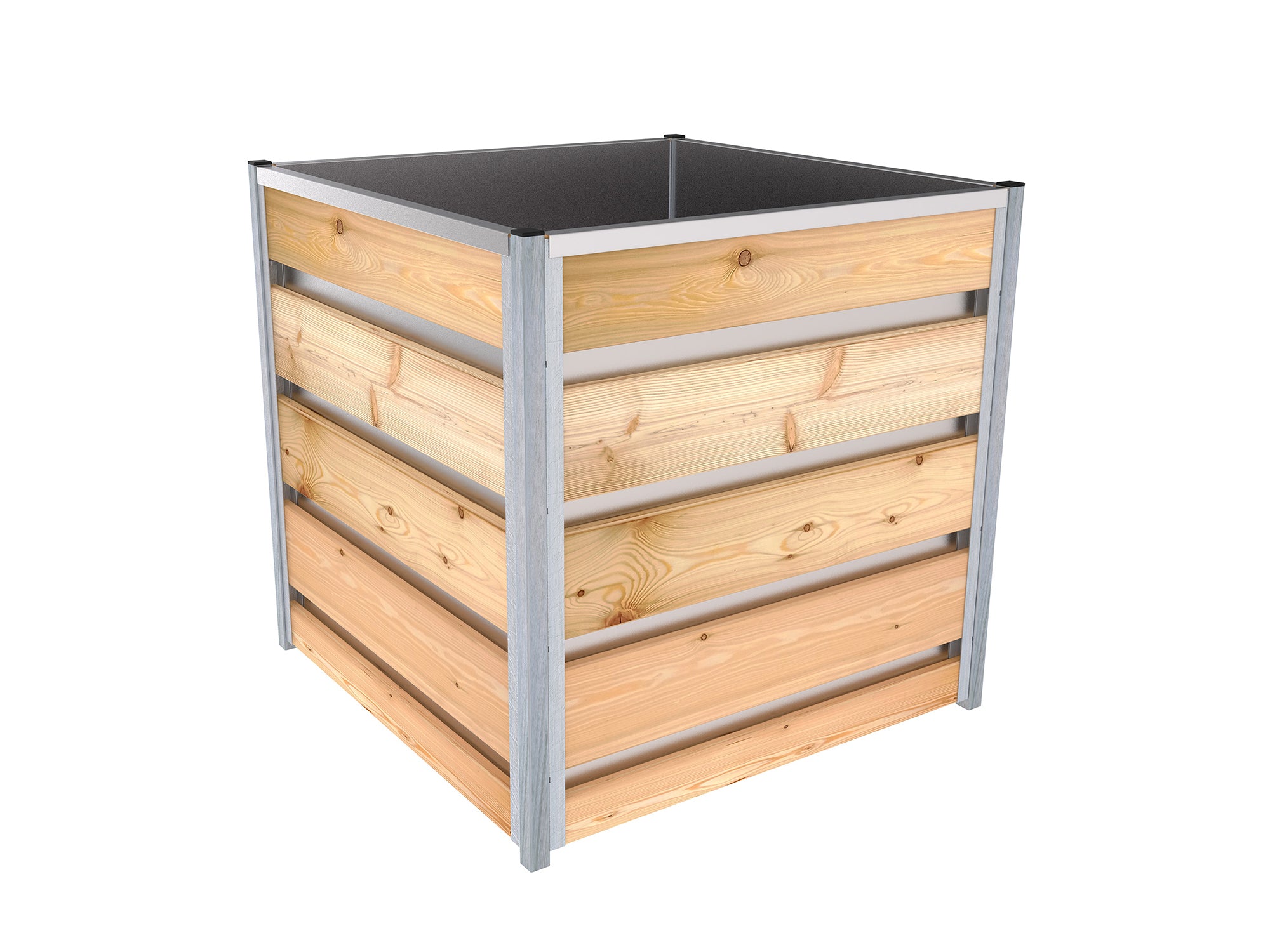 Hochbeet aus Lärchen-Holz mit der Größe 84 x 84 cm Höhe 83 cm, Innenverkleidung aus verzinktem Blech