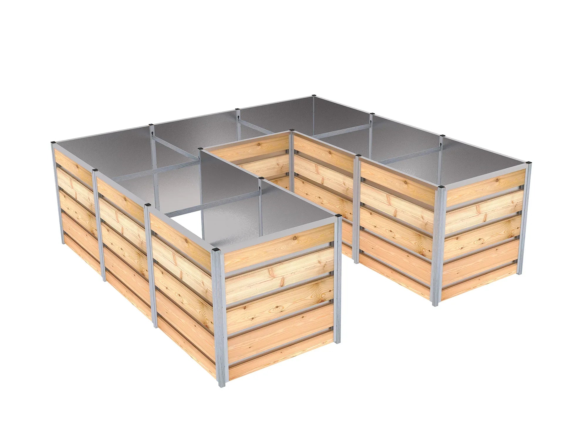 Hochbeet aus vormontierten Elementen aus Holz und Metall