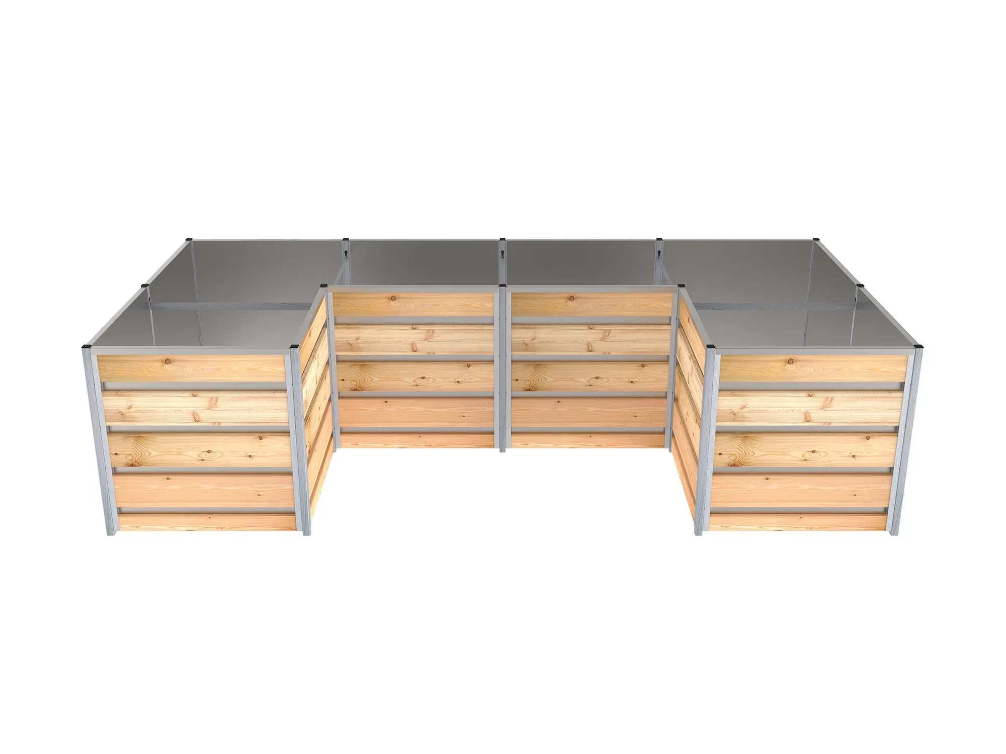 Hochbeet aus naturbelassenem Lärchenholz und verzinktem Blech