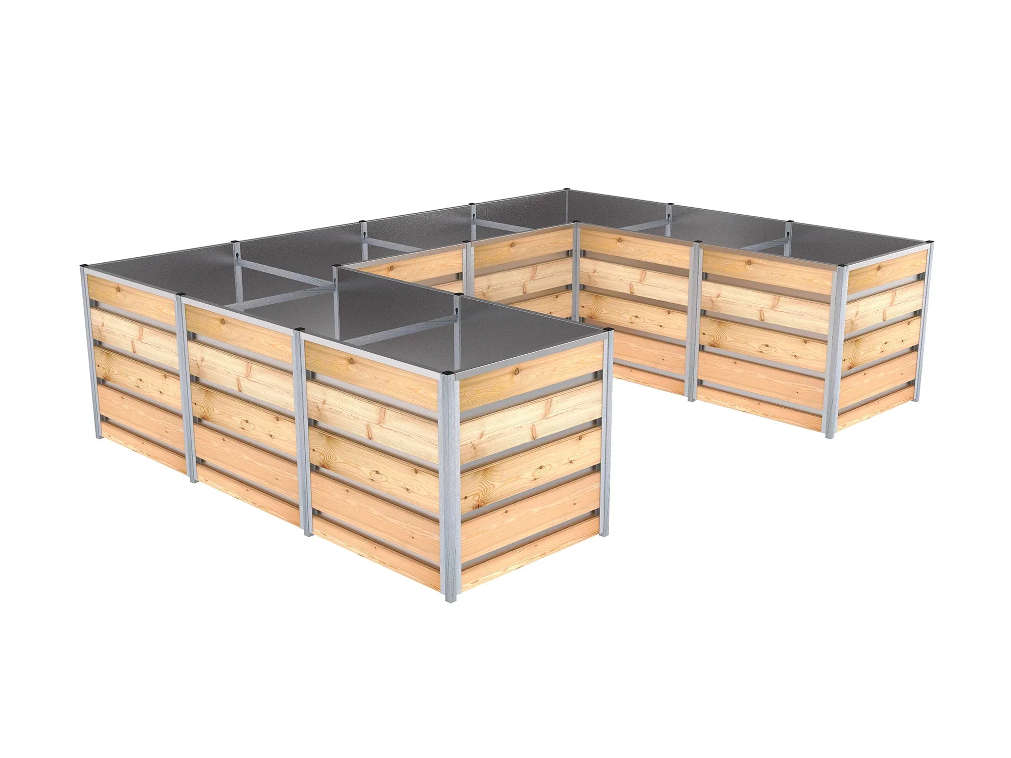 Hochbeet in U-Form aufgebaut für den Garten