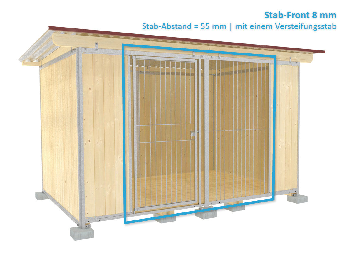 Hundehaus 4 Meter breit mit Dach und Holzböden aus robusten Bretter