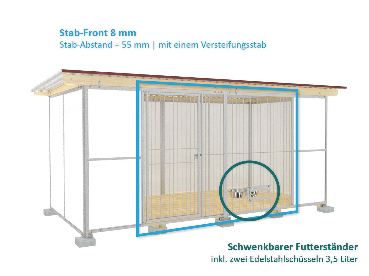 Zwinger aus Vollkernkunststoffplatten mit glatter weißer Oberfläche