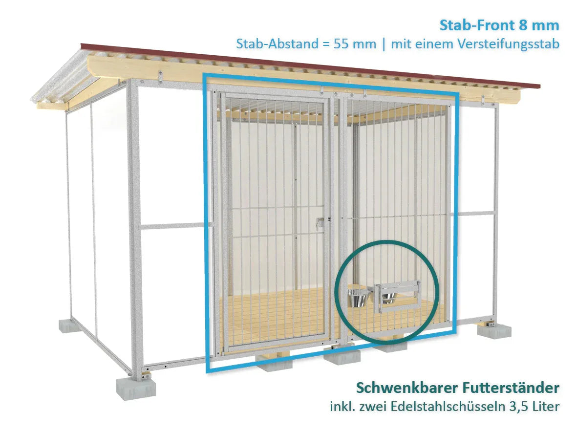 Rohrstabelemente aus feuerverzinktem stahl mit schwenkbarem Futterständer