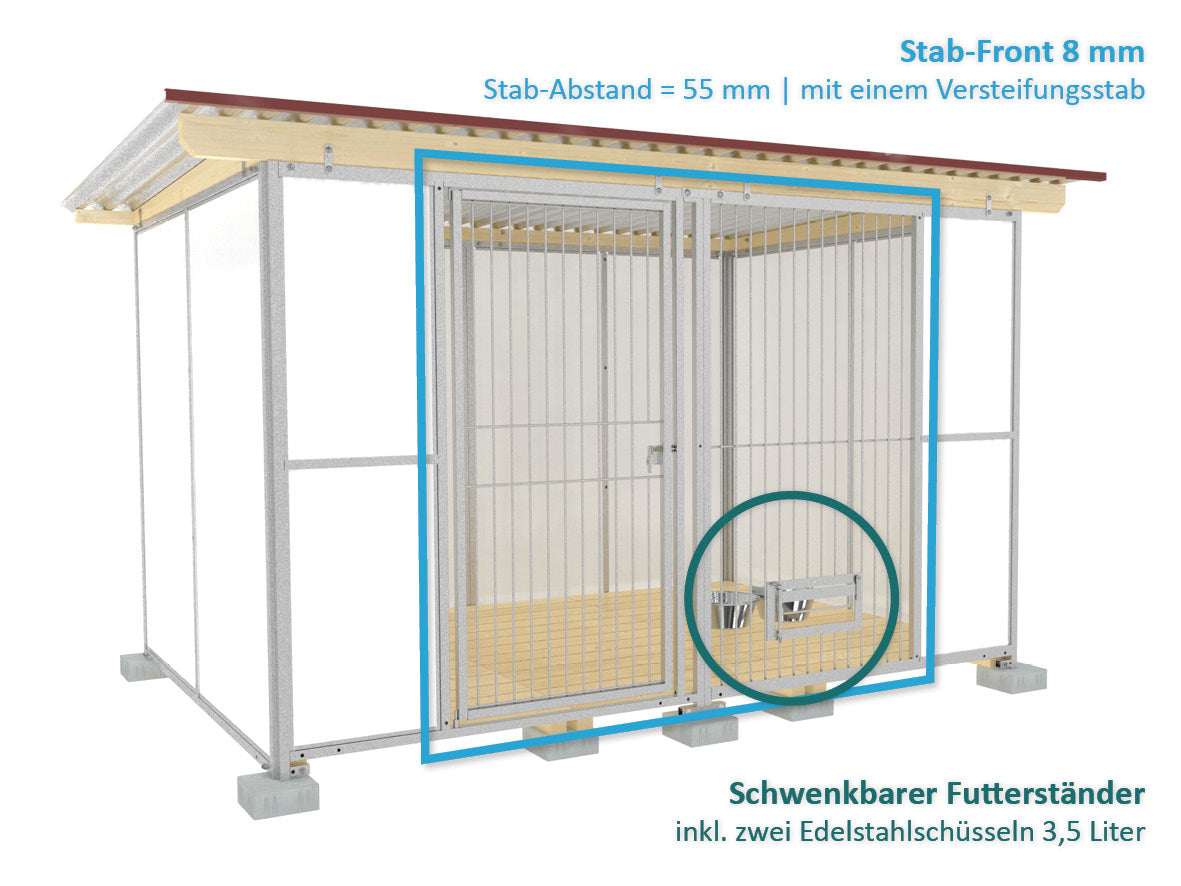 Rohrstabelemente aus feuerverzinktem stahl mit schwenkbarem Futterständer