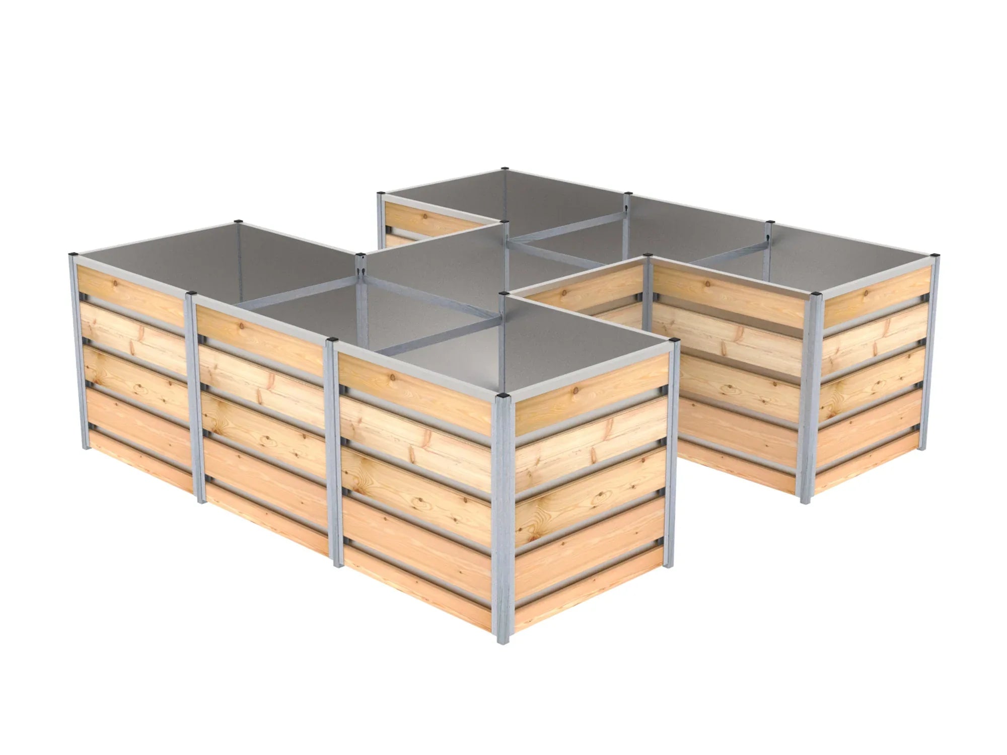 Hochbeet mit Versteifungsstäben und Pfosten aus verzinktem Stahl