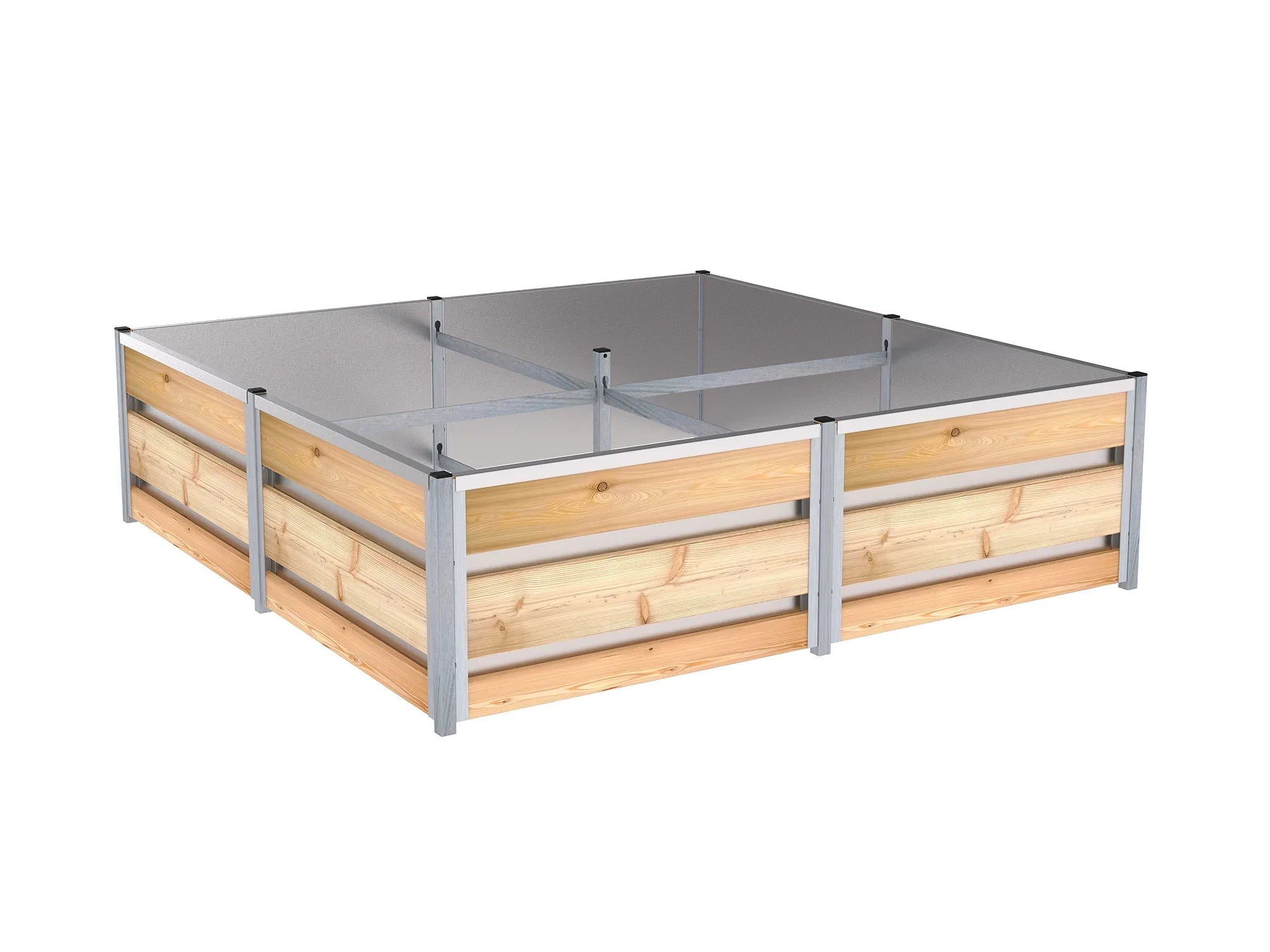 Hochbeet in quadratischer Form 1,66 m x 1,66 m, stabiles und modulares Steck-System