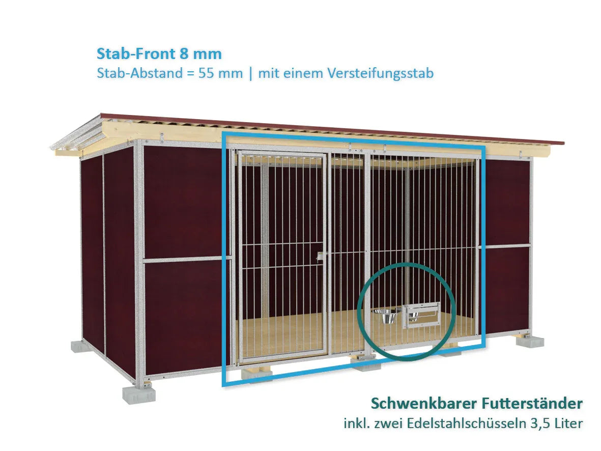 Hundezwinger aus robusten Mehrschichtplatten in brauner Farbe