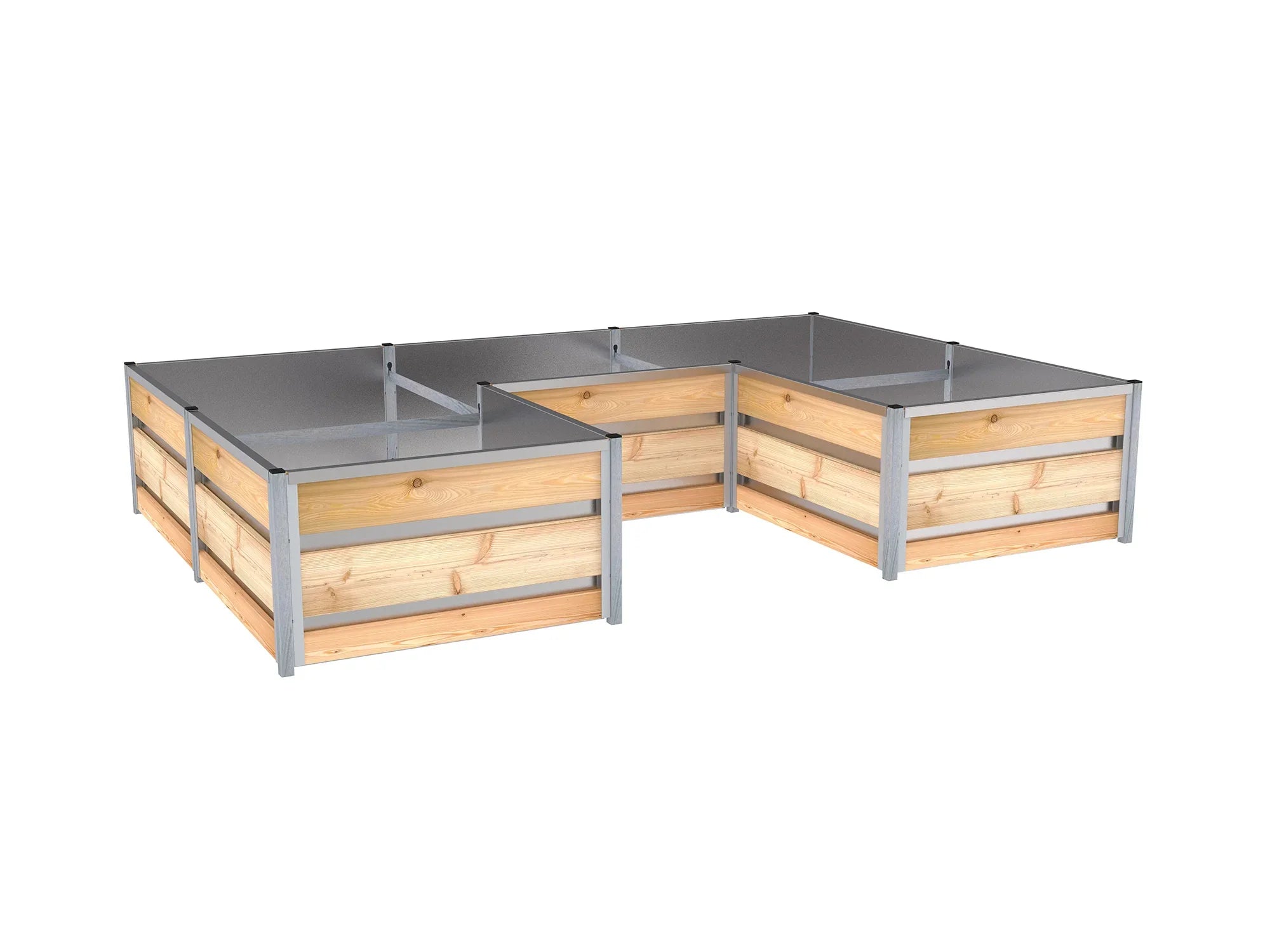 Hochbeet mit naturbelassenem Lärchenholz und verzinkter Innenverkleidung