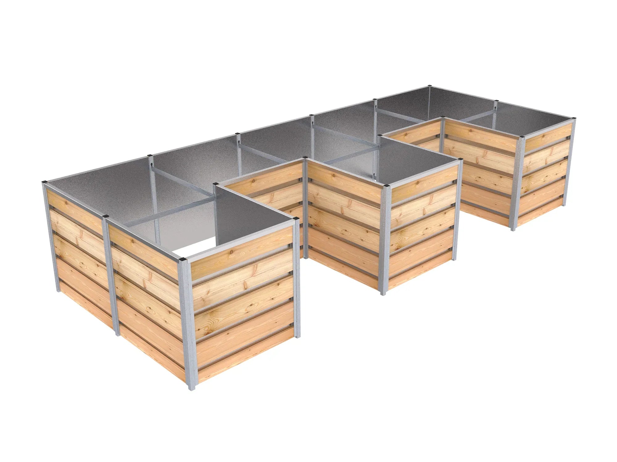 Hochbeet in E-Form aus Lärchenholz ganz ohne Plastikfolie