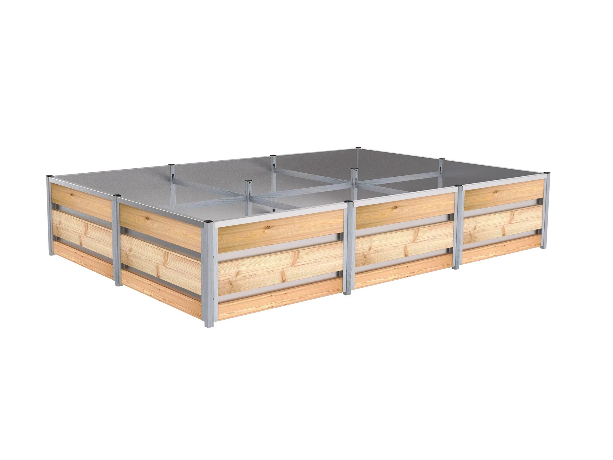 Hochbeet in Lärche 1,66 m x 2,48 m, stabiles und modulares Steck-System, Innenverkleidung aus verzinktem Blech