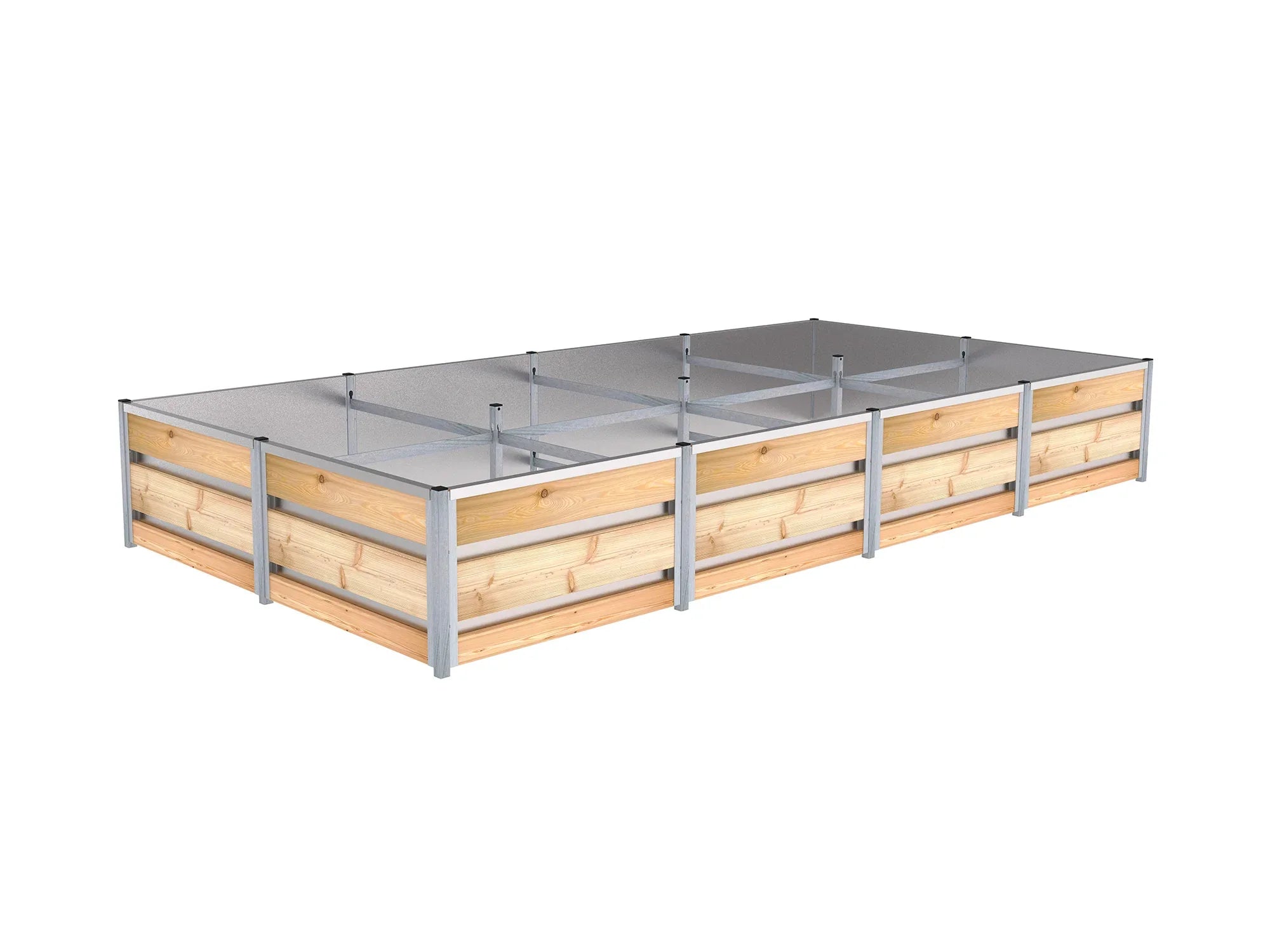 Hochbeet in Lärche 1,66 m x 2,48 m, stabiles und modulares Steck-System, Innenverkleidung aus verzinktem Blech