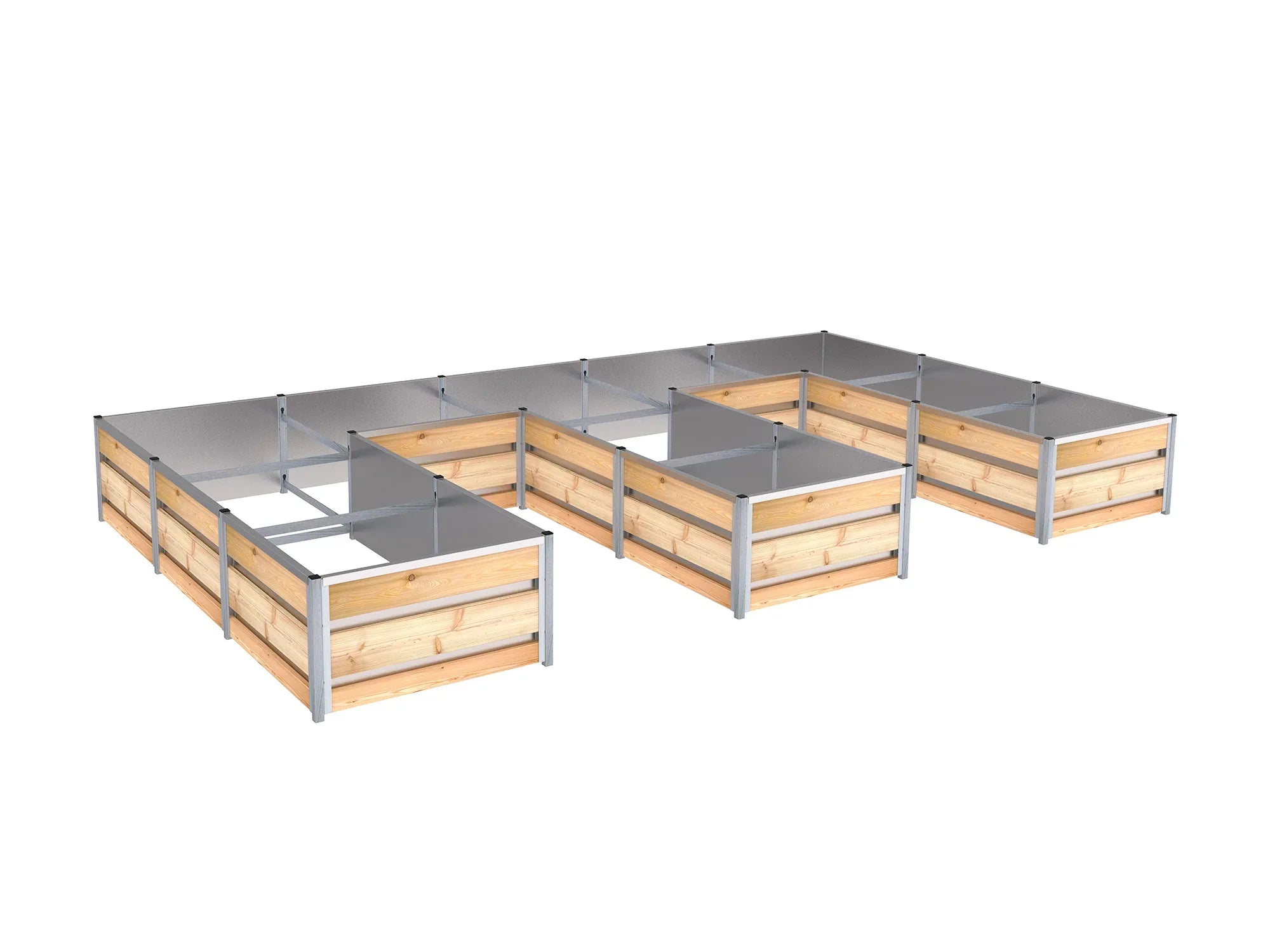 Großes Gemüsebeet in der Höhe von 46 cm und Wänden aus Lärchenholz