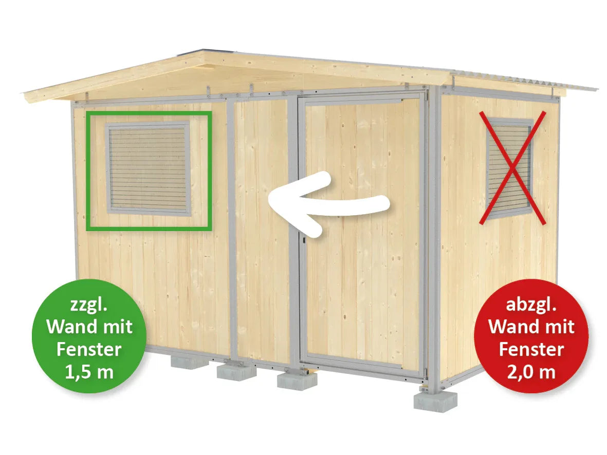 Gerätehaus mit Fenster auf der Vorderseite